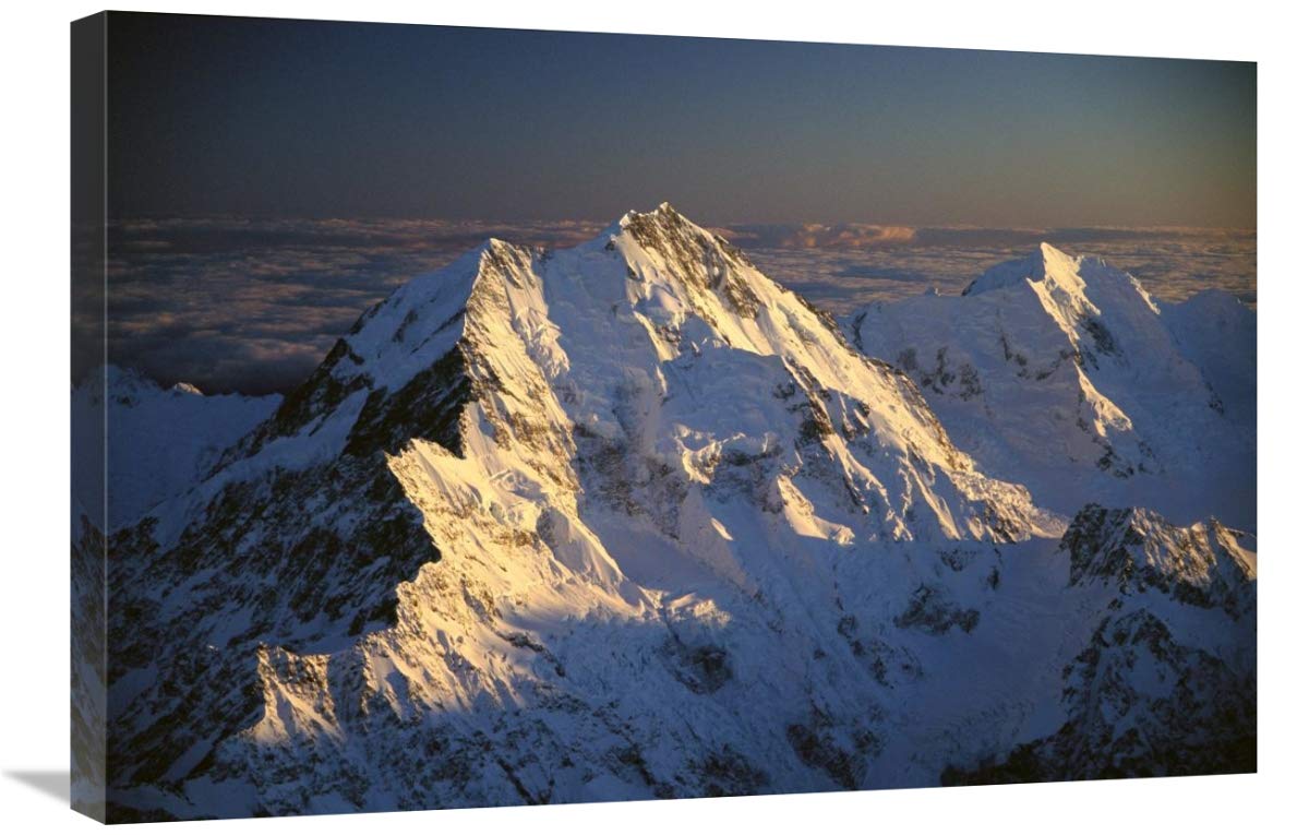 Eastern faces of Mt Cook, and Mt Tasman at dawn, New Zealand-Canvas Art-30x20”