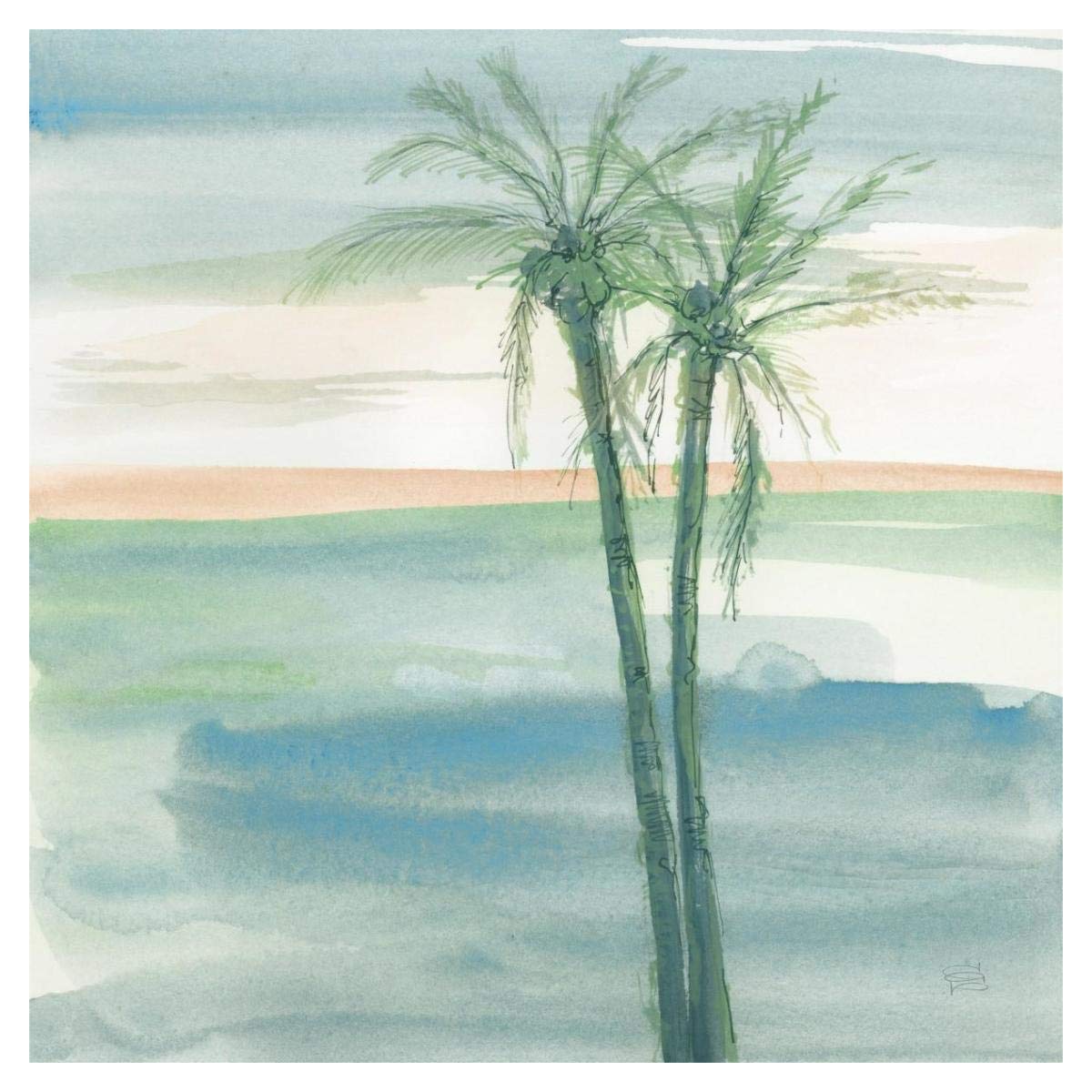 Peaceful Dusk II Tropical -Paper Art-38x38”