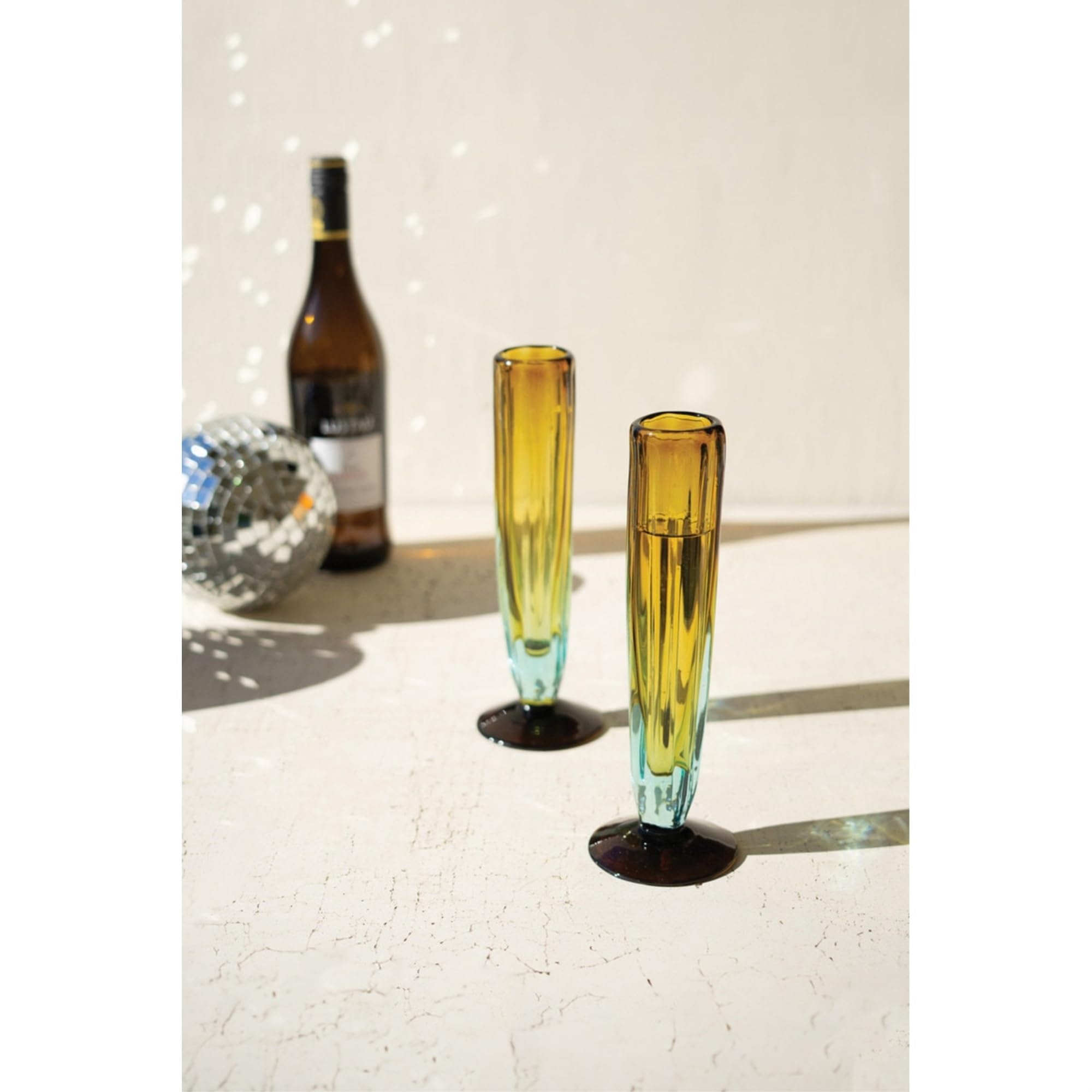 Recycled Fluted Champagne Glass  Amber And Clear