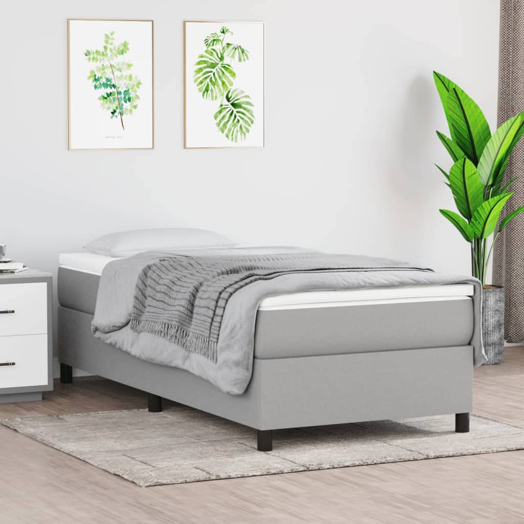 vidaXL Box Spring Bed Frame Light Gray 39.4x79.9??Twin XL Fabric