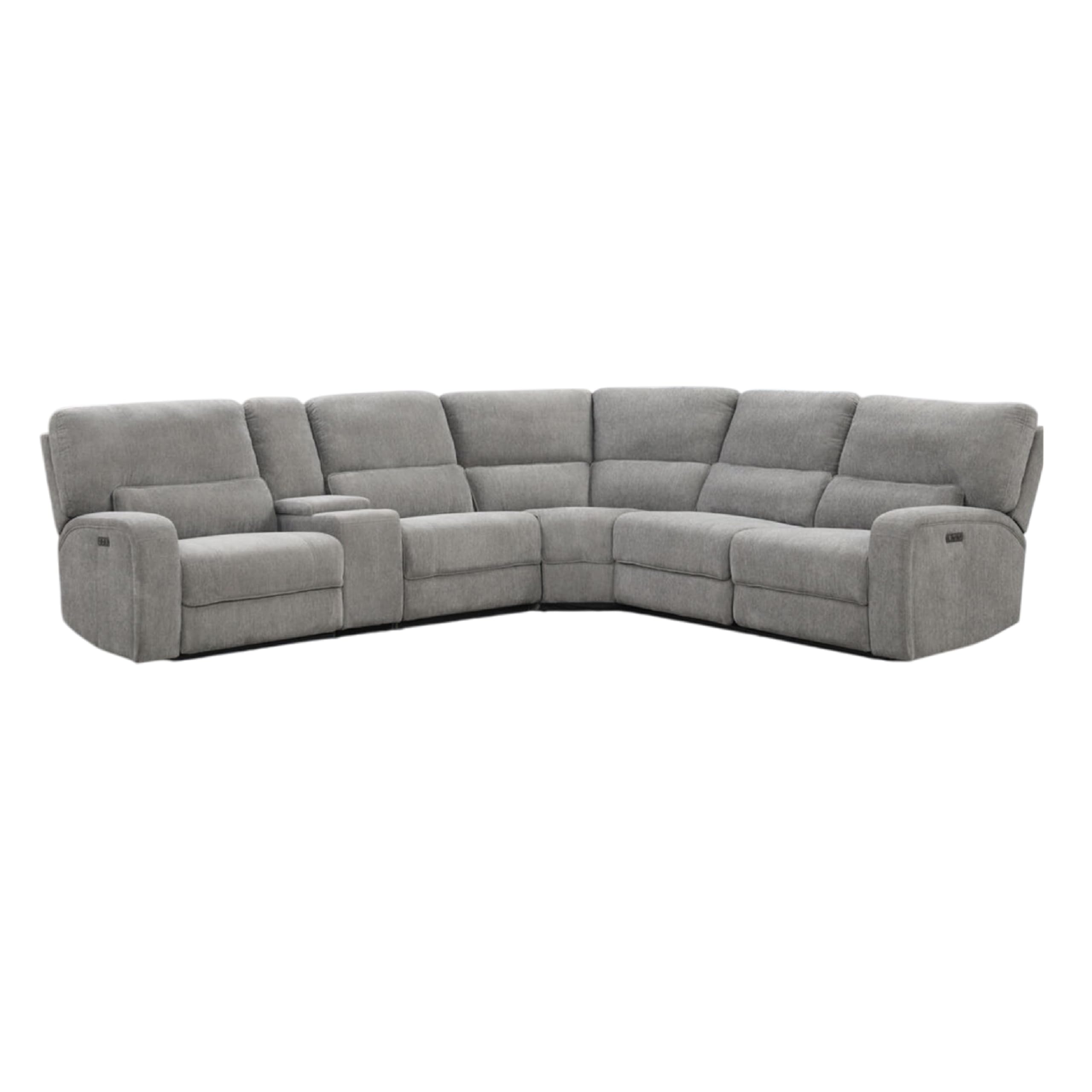 Tonie Power Recliner Sectional Sofa, Cupholders Gray Chenille 114 Inch