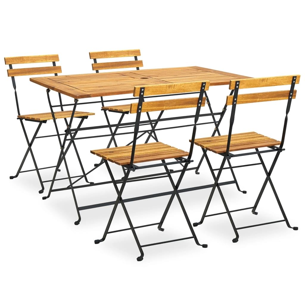 vidaXL 5 Piece Folding Outdoor Dining Set Solid Acacia Wood