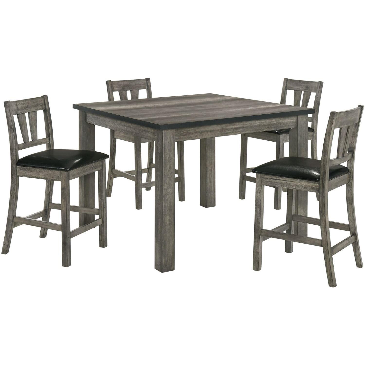 Cambridge Drexel 5-Piece Counter-Height Dining Set: 41-In. Square Table and 4 Chairs with Faux-Leather Seats, 982006-PU5PC-WG