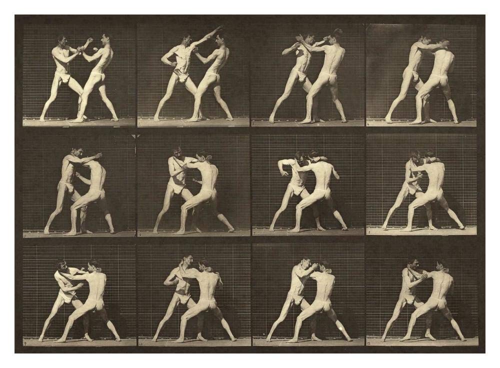 Motion Study: Men Fighting-Paper Art-18x14”