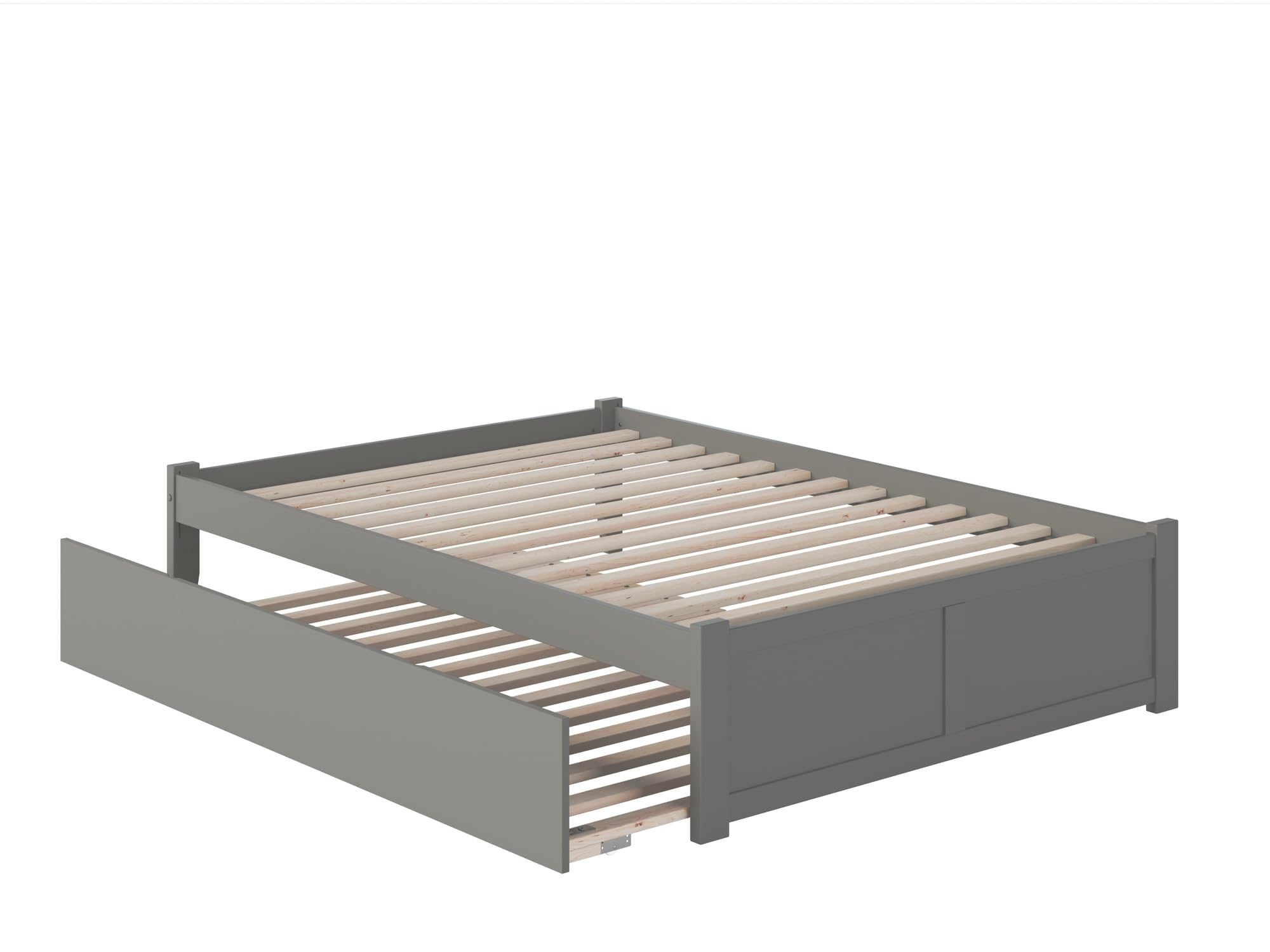 Concord Full Platform Bed with Flat Panel Foot Board and Full Size Urban Trundle Bed in Grey