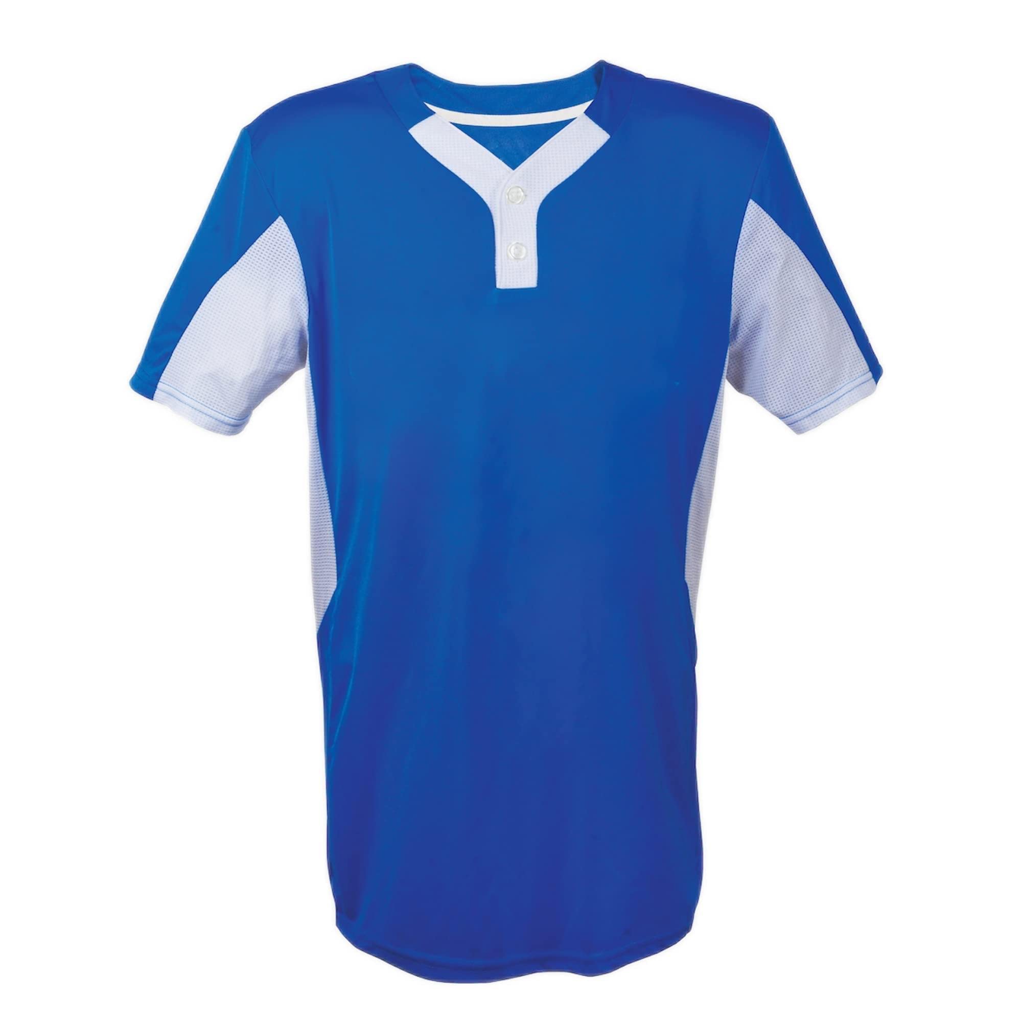 TWO BUTTON JERSEY-ADULT-LARGE-ROYAL/WHITE