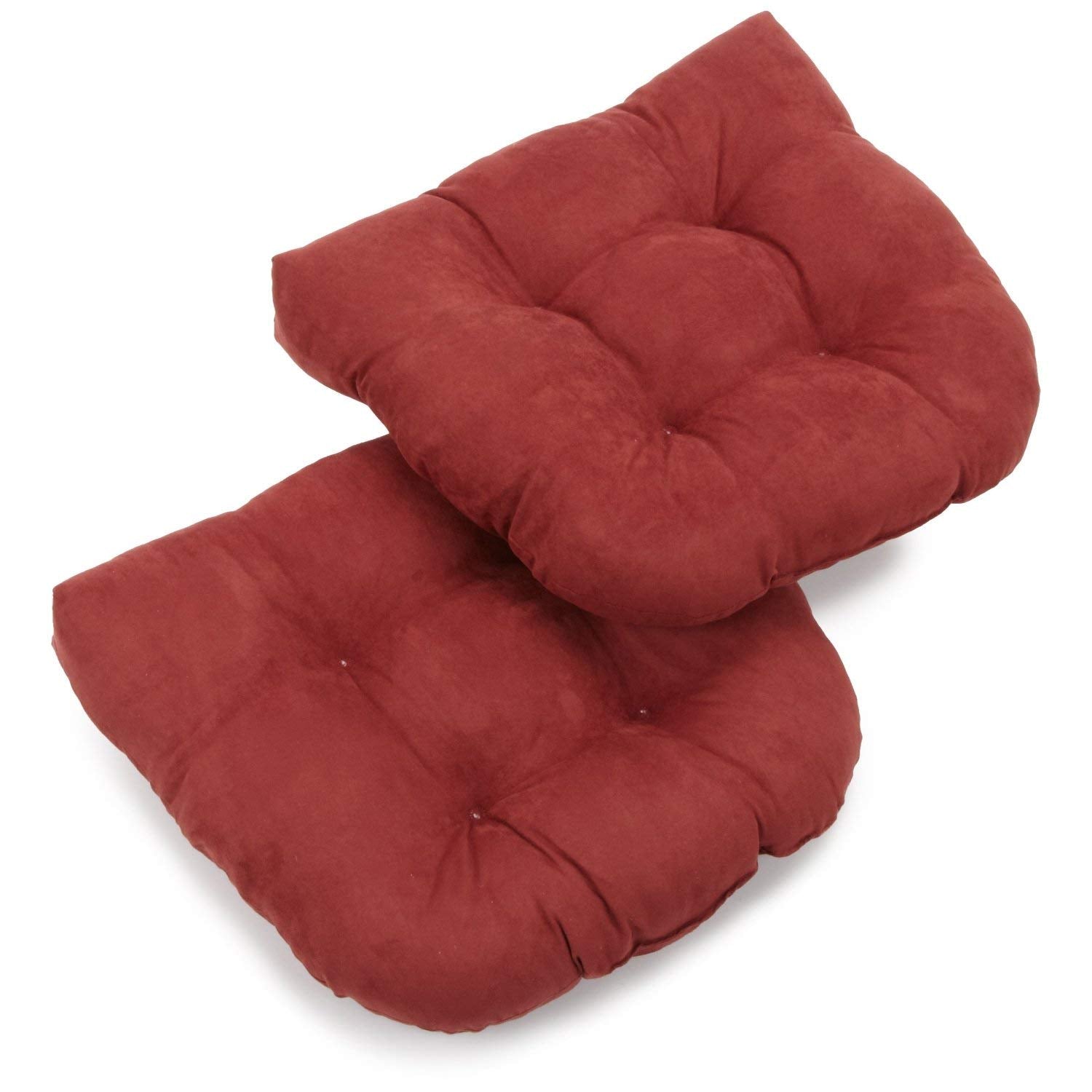 19-inch U-Shaped Micro Suede Tufted Dining Chair Cushion (Set of 2) - Red Wine