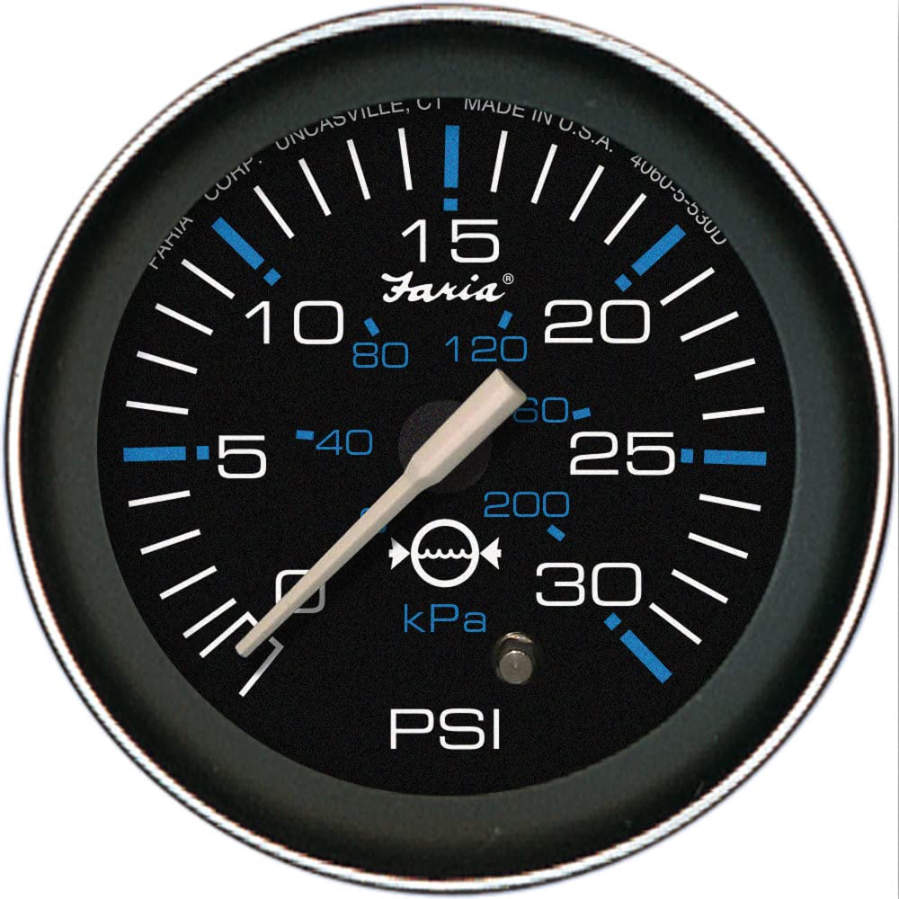 Faria 13003 Coral Water Pressure Gauge Kit 30 Psi - 2