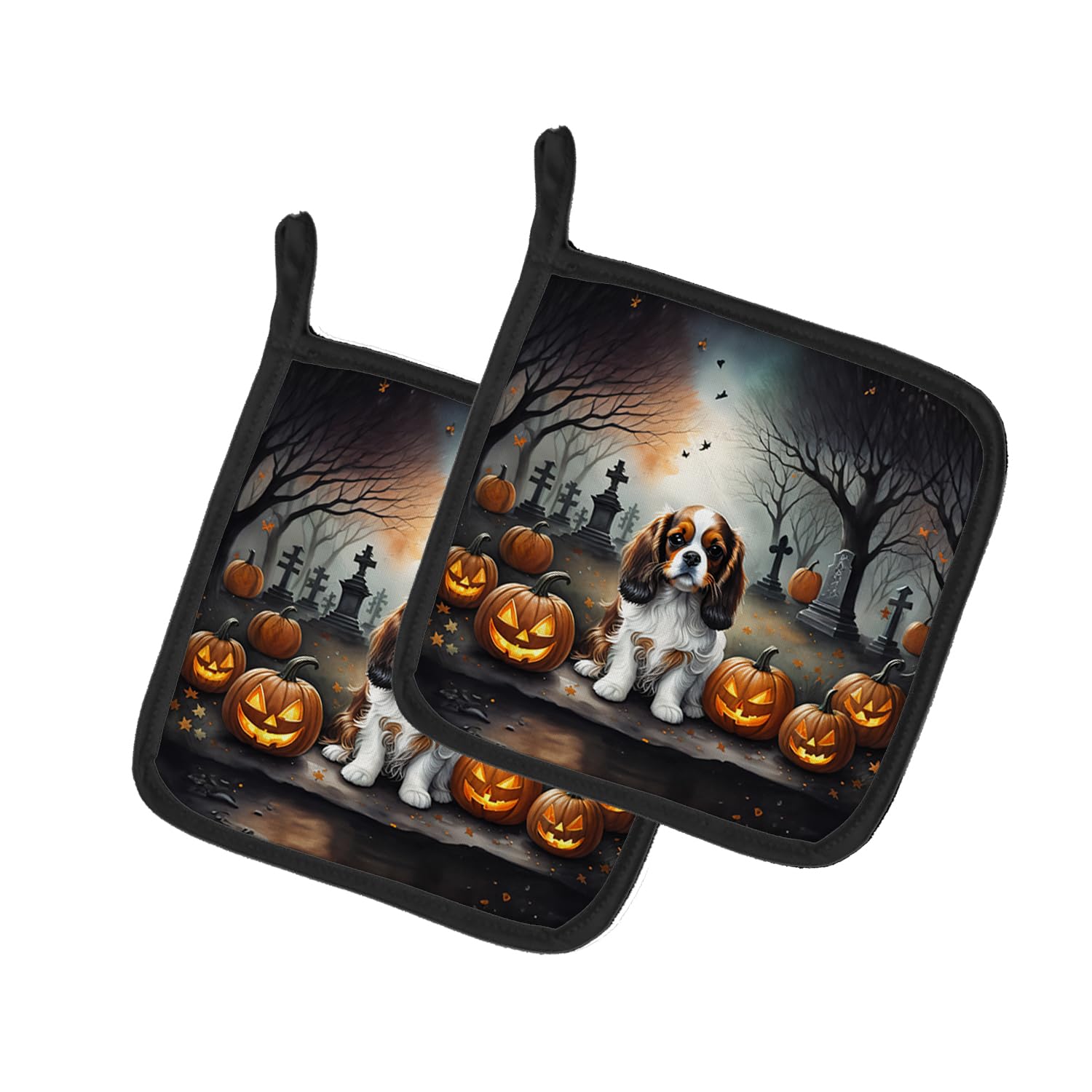 Cavalier Spaniel Spooky Halloween Pair of Pot Holders