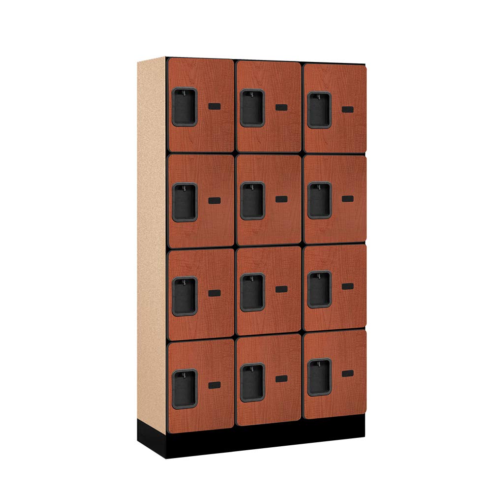 12 Wide Four Tier Designer Wood Locker - 3 Wide - 5 Feet High - 15 Inches Deep - Cherry
