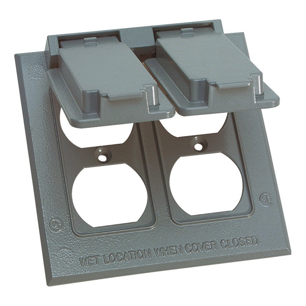 Sigma Electric 14345 2-Gang Duplex Cover, Grey , Gray