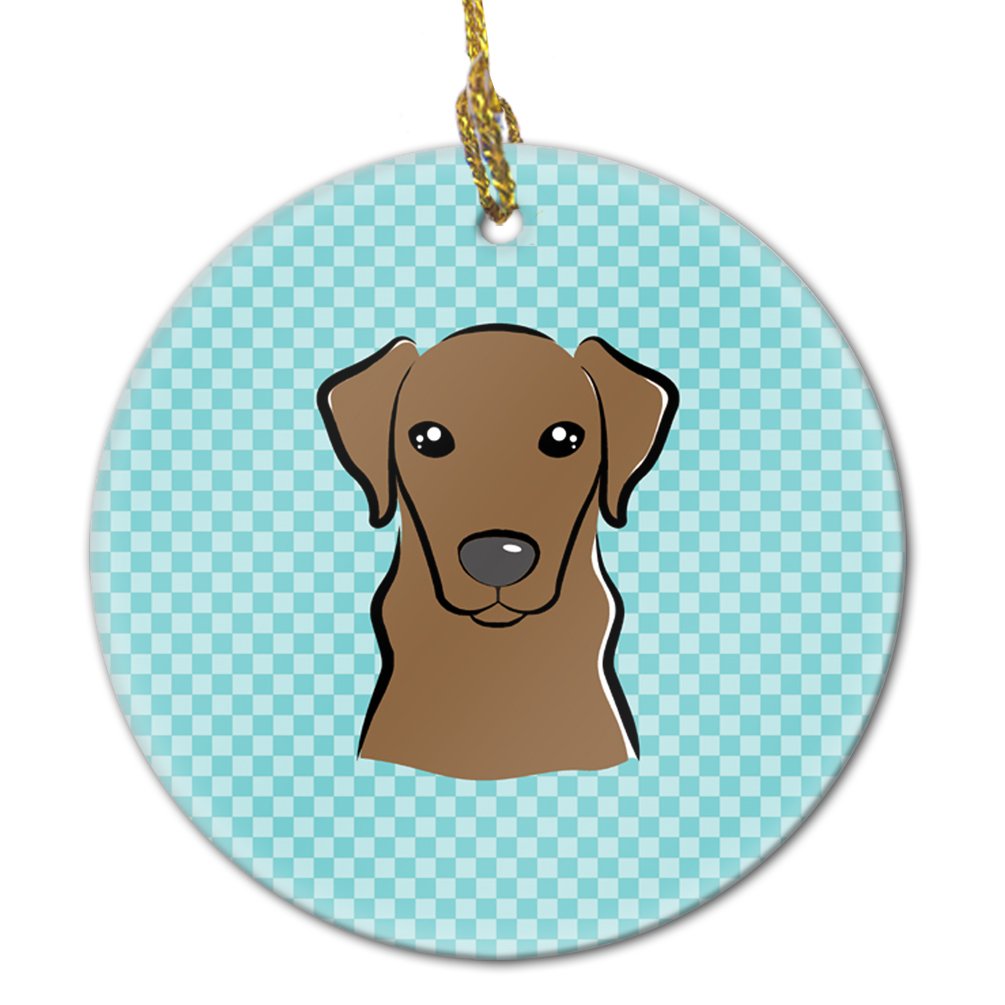 Checkerboard Blue Chocolate Labrador Ceramic Ornament BB1172CO1