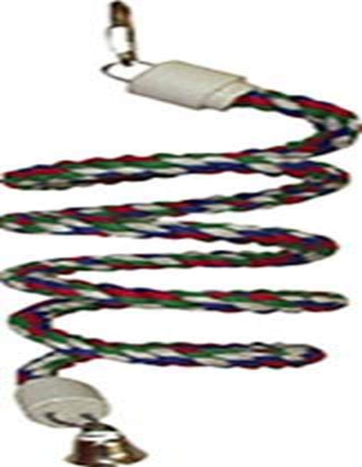 A&E Cage Company Hb551 Happy Beaks Cotton Rope Boing With Bell Bird Toy, 5 By 52, Multicolor