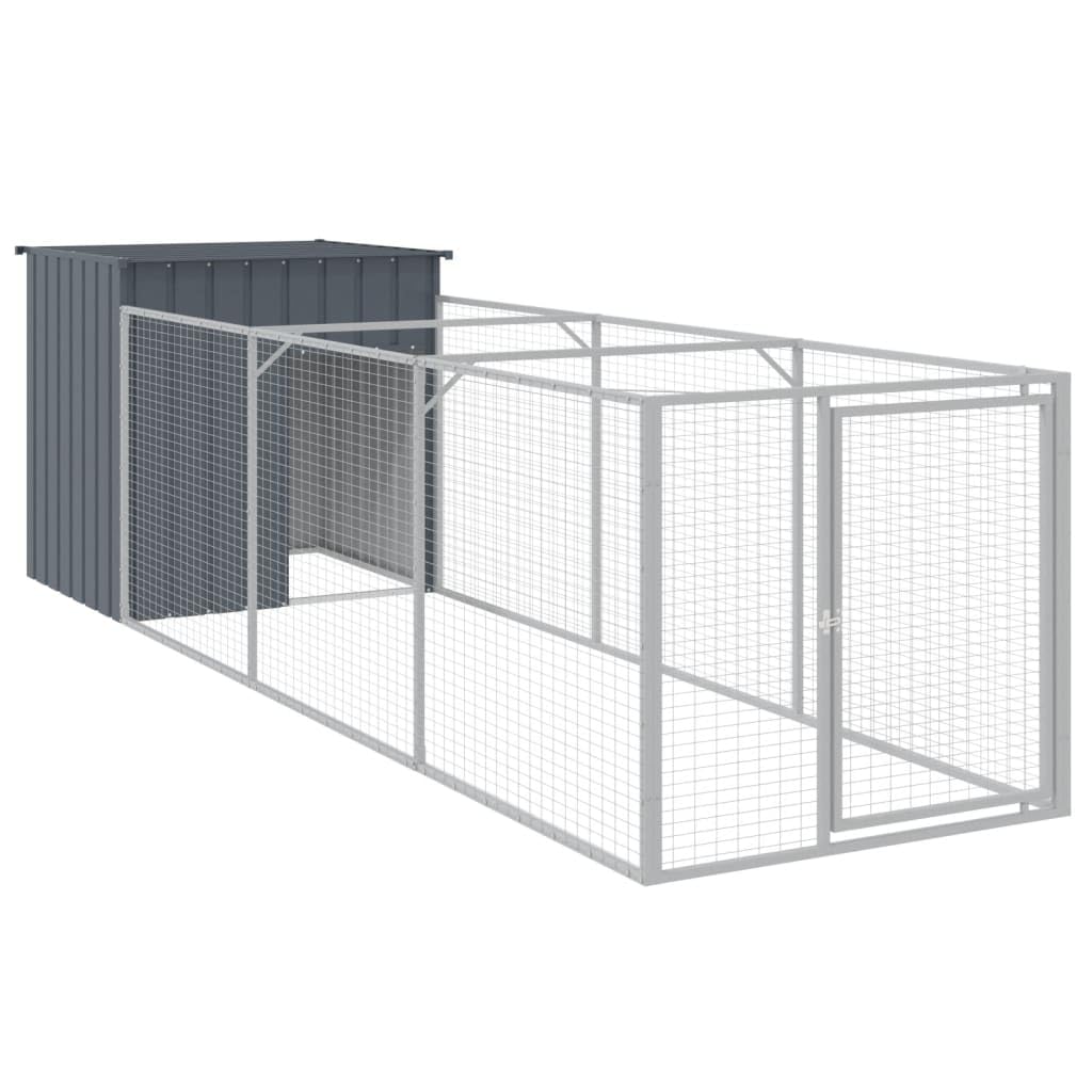 vidaXL Dog House with Run Anthracite 43.3x480.7"x43.3" Galvanized Steel"