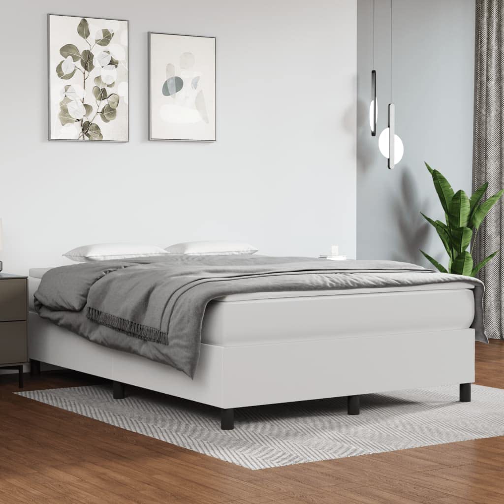 vidaXL Box Spring Bed Frame White 53.9x74.8??Full Faux Leather
