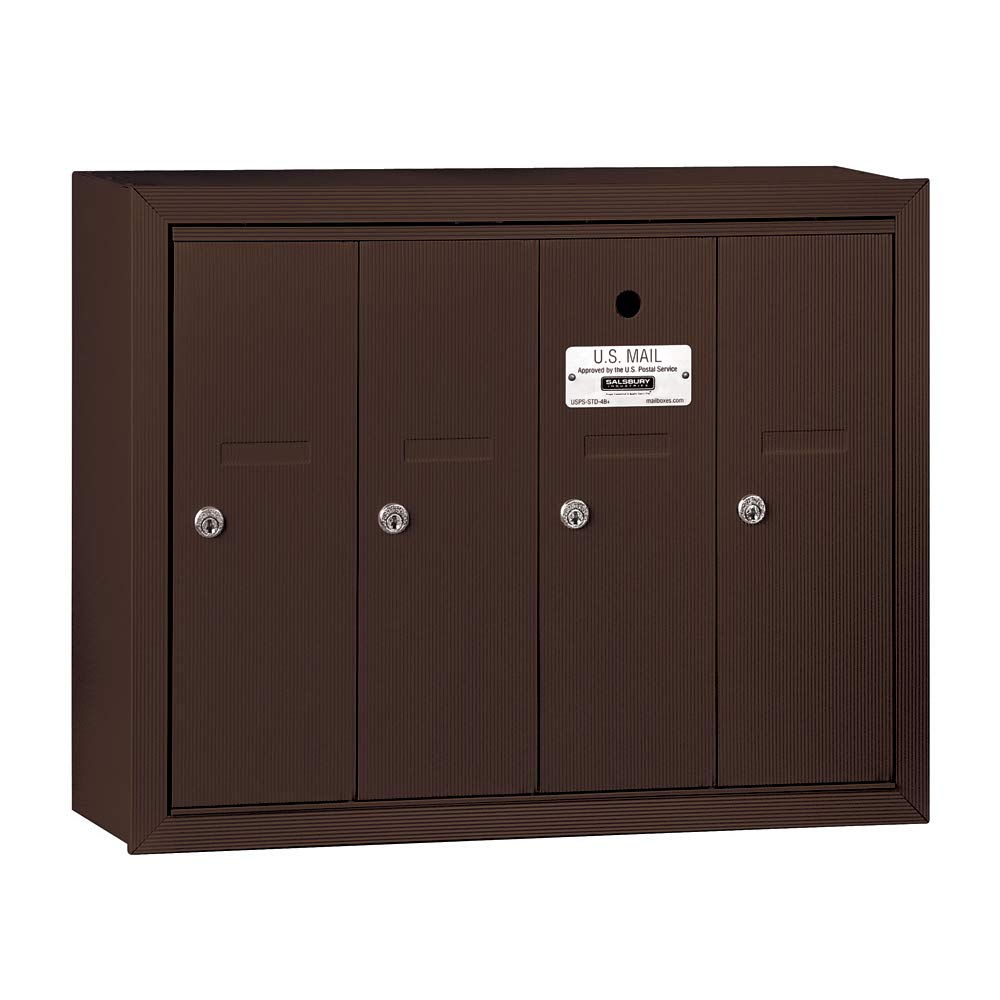 Vertical Mailbox - 4 Doors - Bronze - Surface Mounted - USPS Access