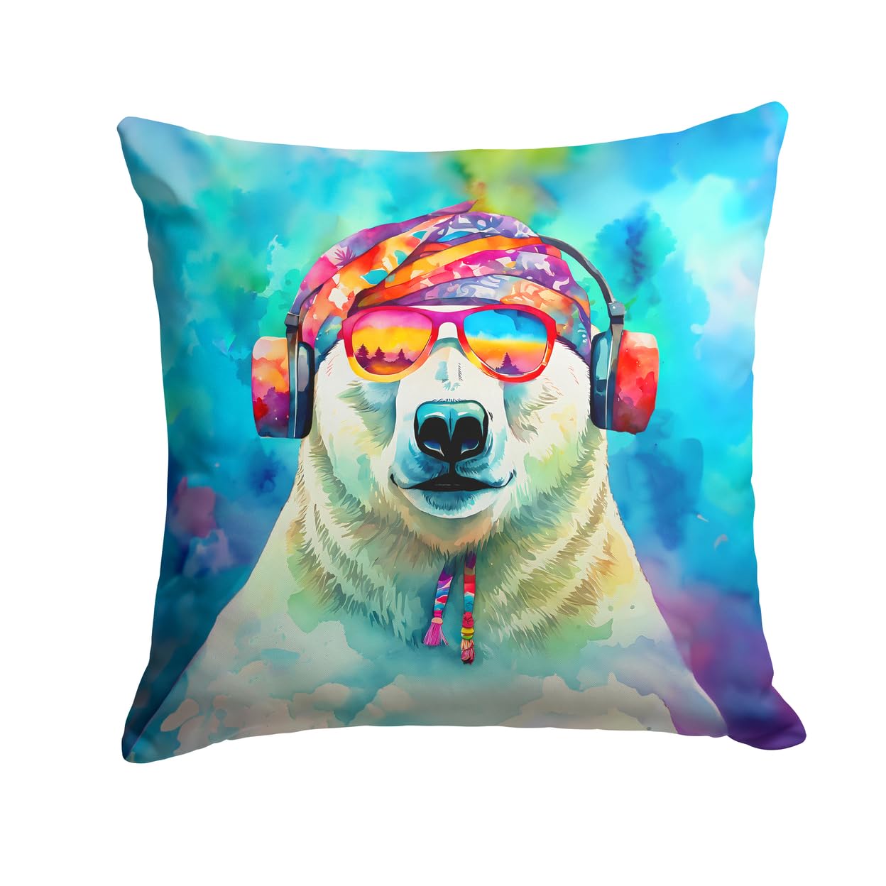 Hippie Animal Polar Bear Throw Pillow