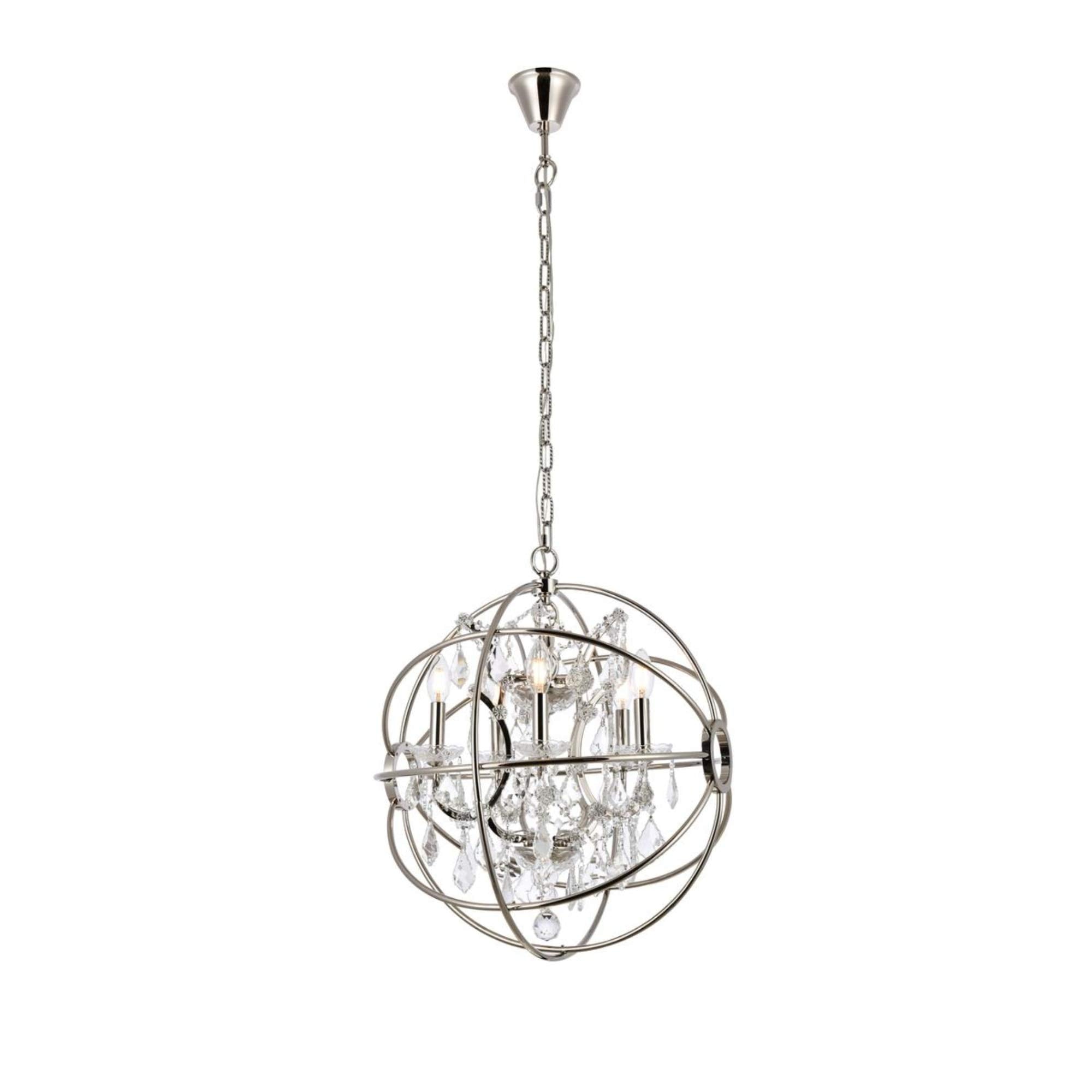 Geneva 5 light polished nickel Pendant Clear Royal Cut crystal