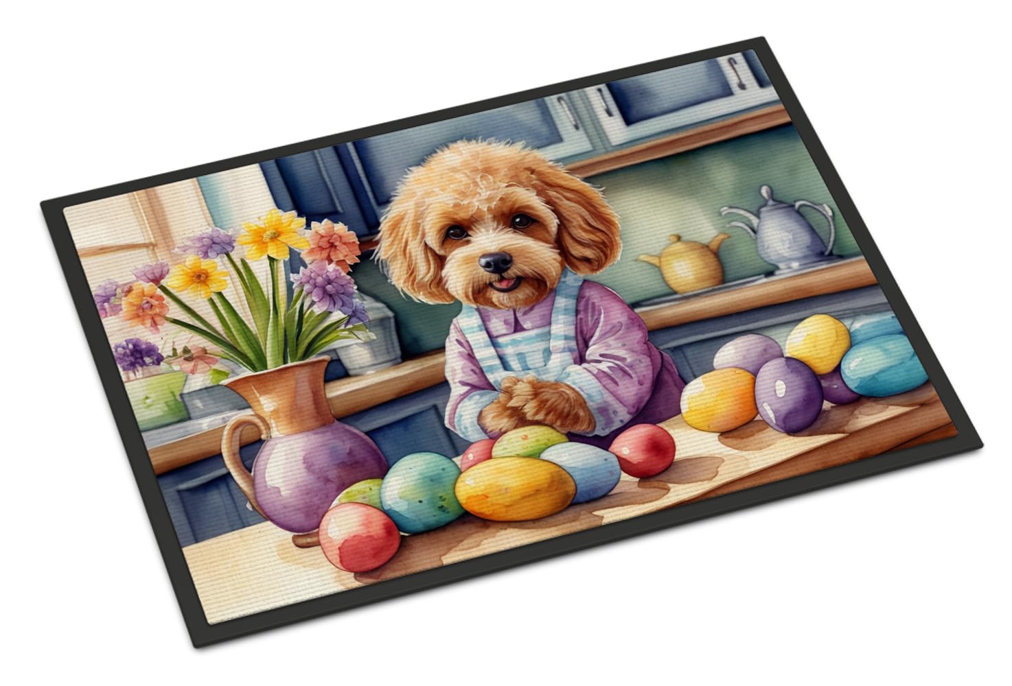 Carolines Treasures DAC6792JMAT Decorating Easter Cockapoo Doormat Front Door Mat Indoor Outdoor Rugs for Entryway, Non Slip Washable Low Pile, 24H X 36W