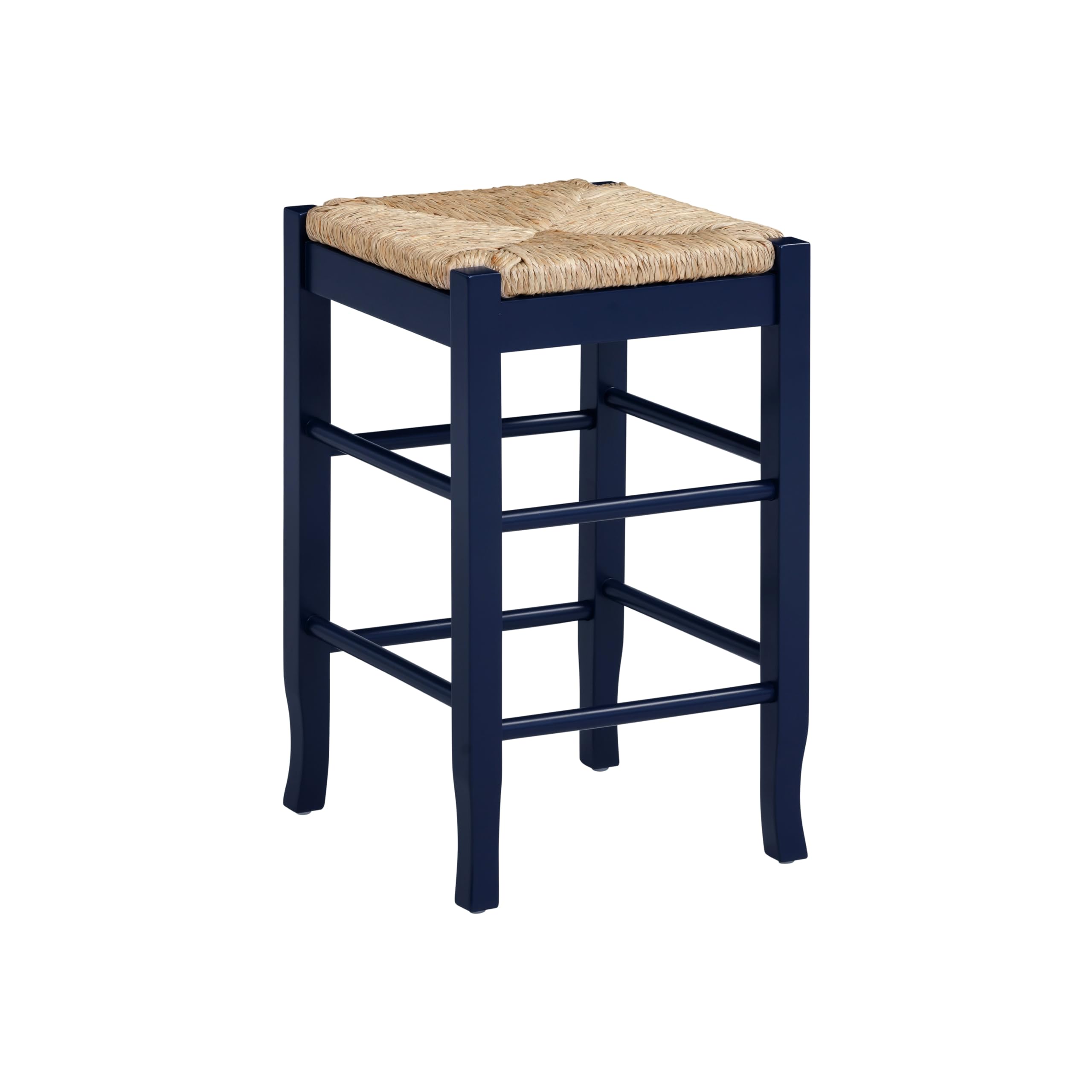 Square Rush Backless Counter Stool Navy Blue Finish