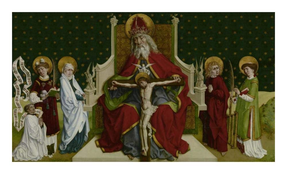 The Trinity with the Virgin, Saints John the Evangelist, Stephen and Lawrence and a Donor-Paper Art-24x15”
