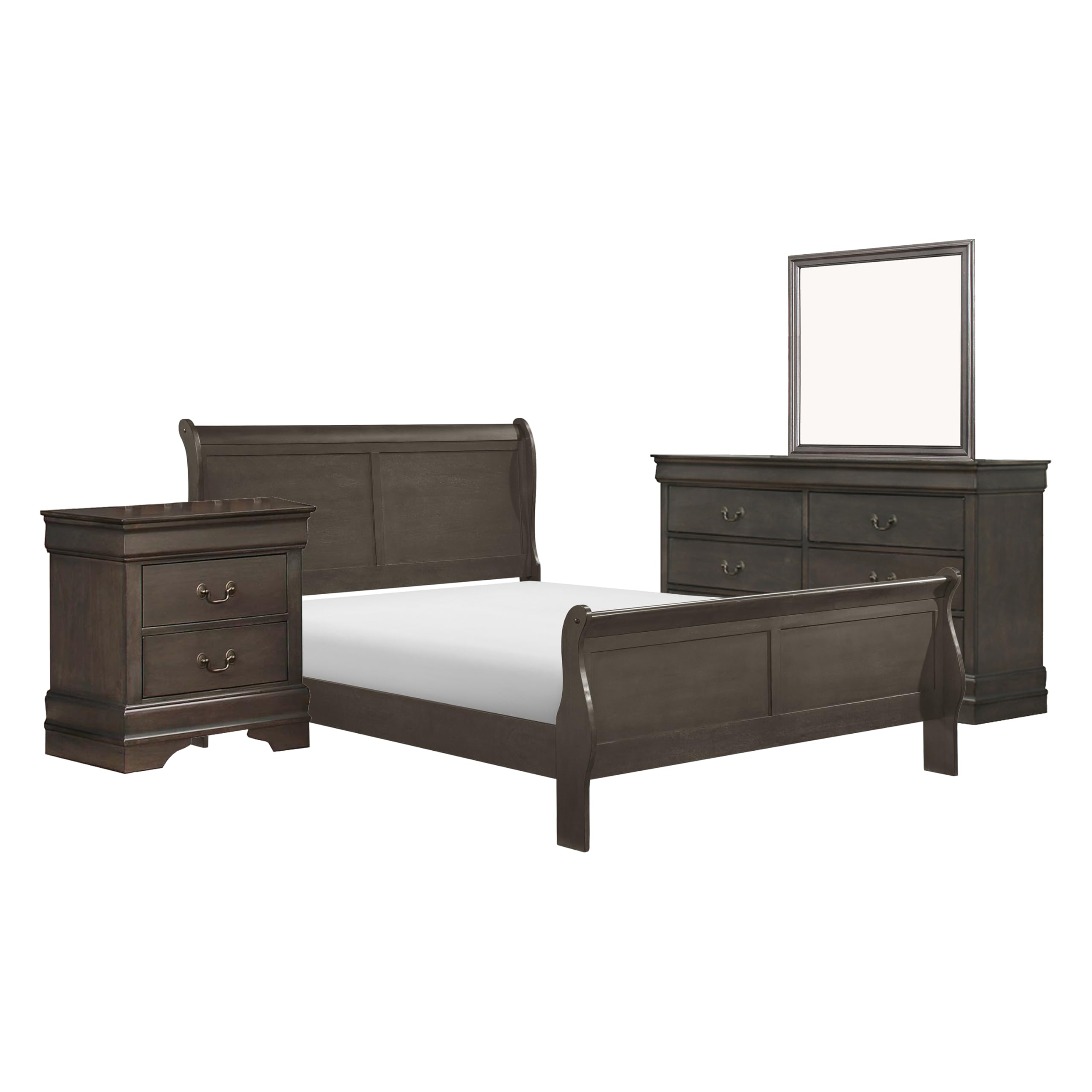 Ve Four Piece Queen Size Bedroom Set, Transitional Style, Stained Gray Finish