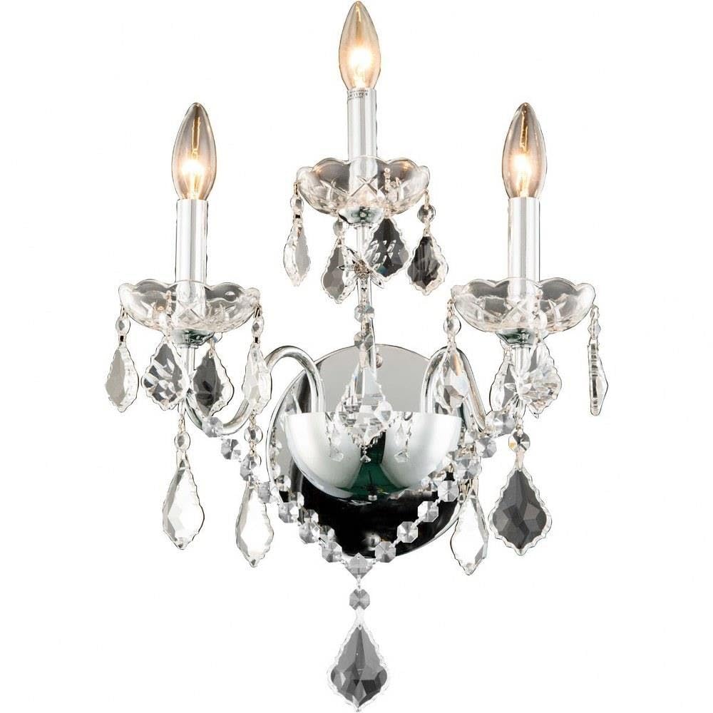 St. Francis 3 light Chrome Wall Sconce Clear Royal Cut Crystal
