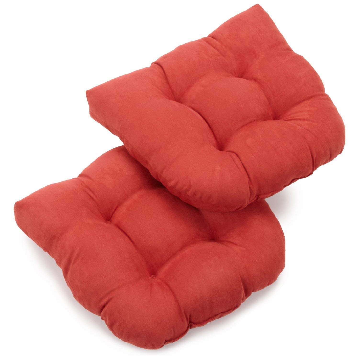 19-inch U-Shaped Micro Suede Tufted Dining Chair Cushion (Set of 2) - Cardinal Red