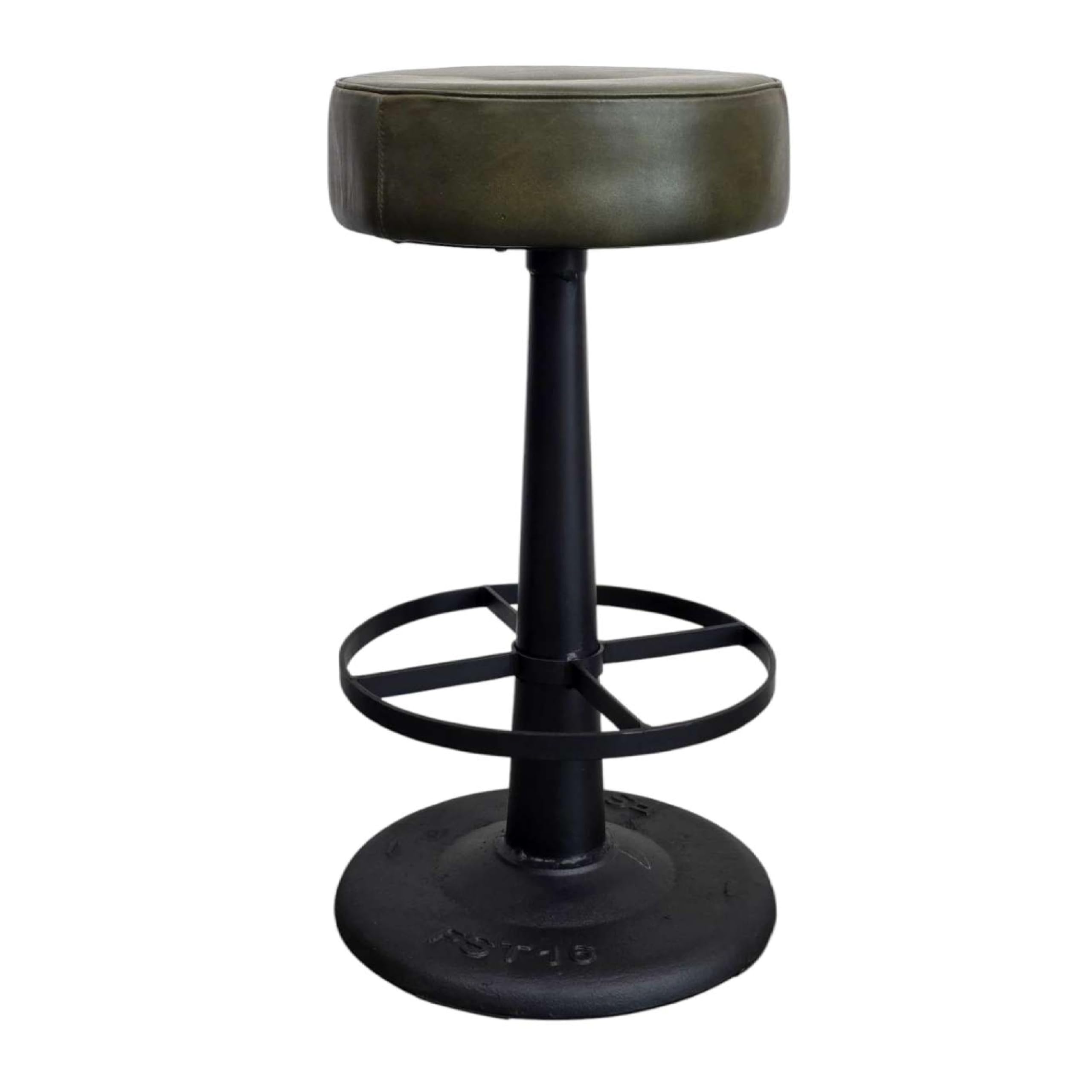 Gevy Counter Height Stool, Round Black Leather Seat with Iron Base