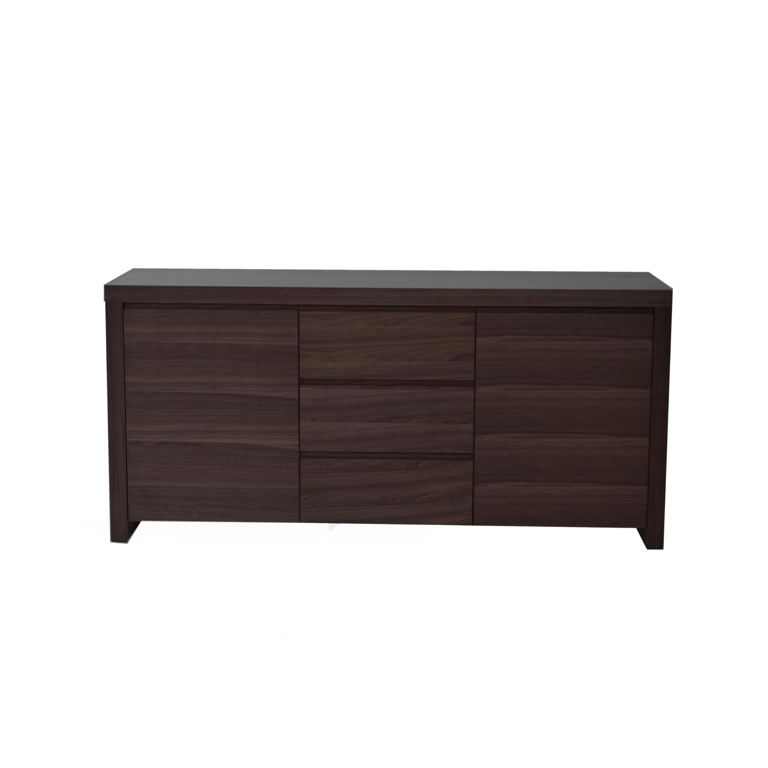 Ross 63 Inch Buffet Console Cabinet, Door Shelves, 3 Drawers, Dark Brown