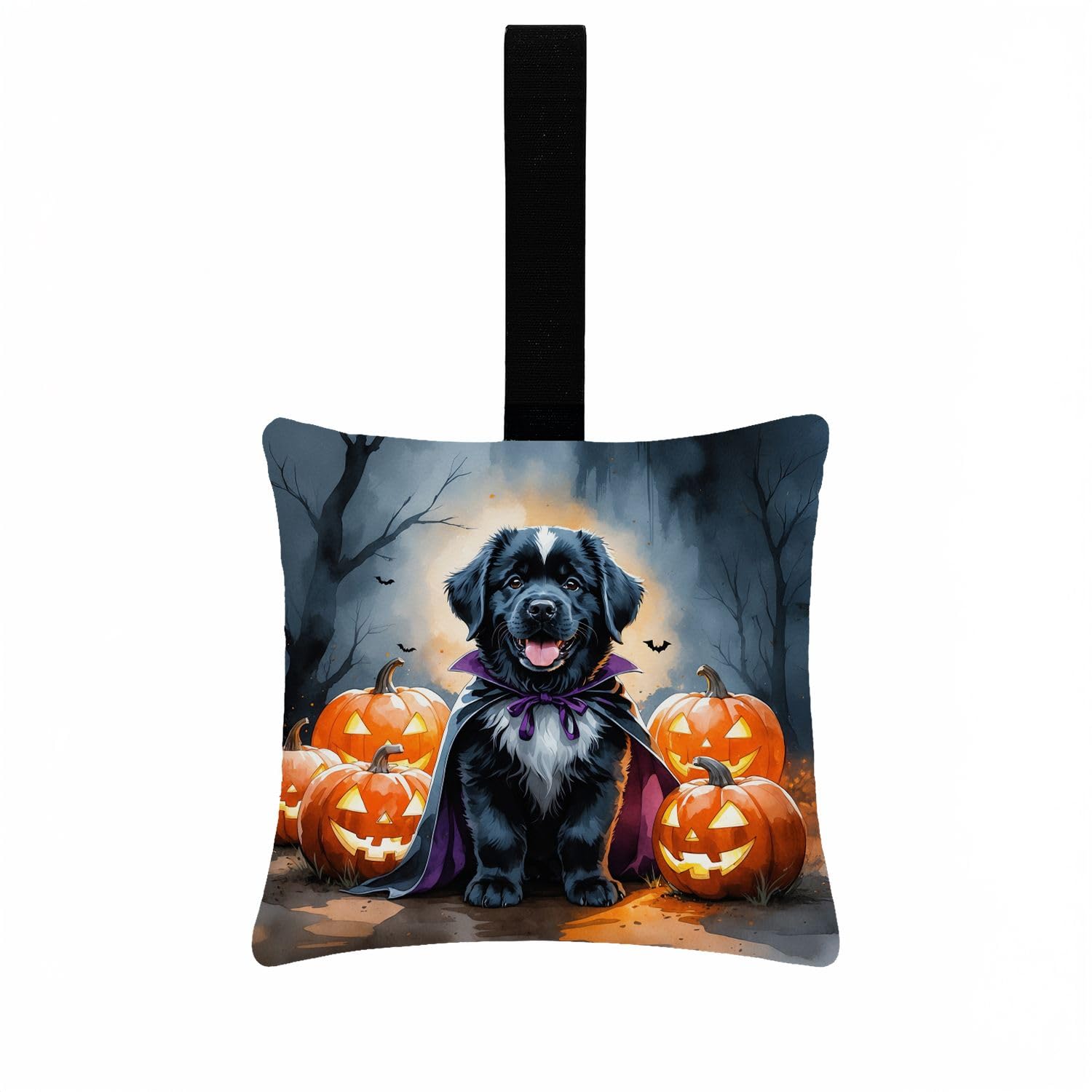 Carolines Treasures Newfoundland Puppy Halloween Mini Hanging Pillow Ornament 3.5  3.5 Decorative Door-Knob & Tree Hanger, Soft Fabric Cushion