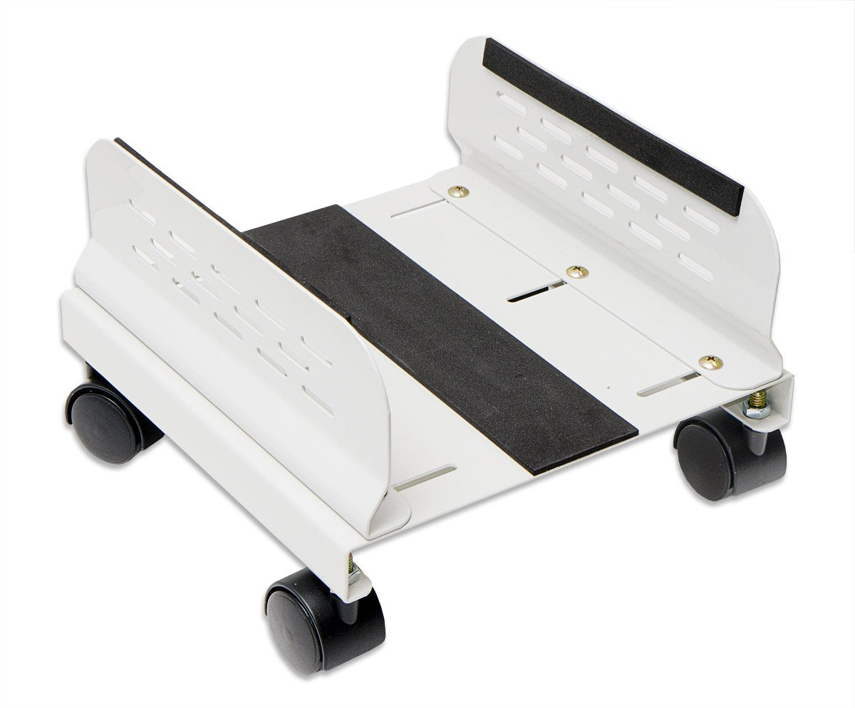CPU Stand with Castors for Computer Case, Aluminum, Beige Color, Adjustable Width from 13cm to 25cm