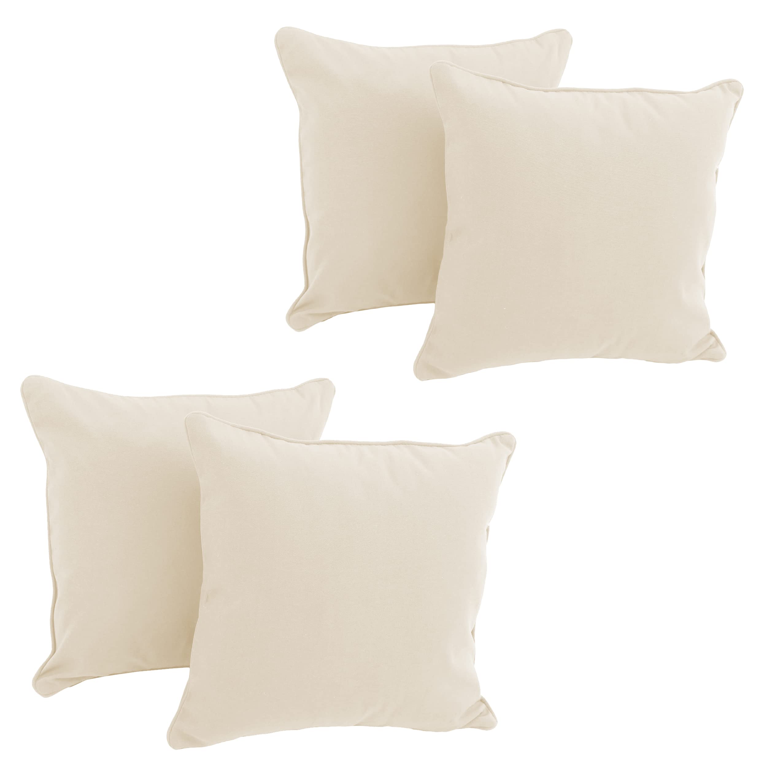 18-inch Double-corded Solid Twill Square Throw Pillows with Inserts (Set of 4)
