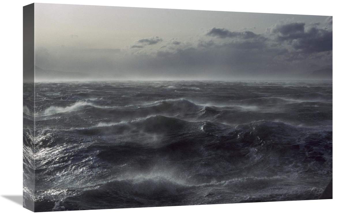 Windstorm over ocean in Beagle Channel, Tierra del Fuego, Argentina-Canvas Art-24x16”