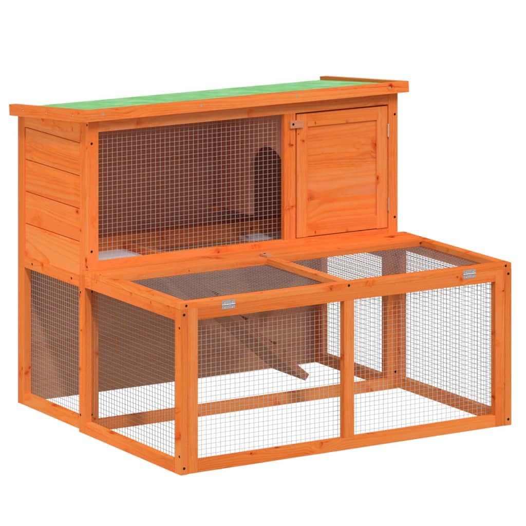 vidaXL Rabbit Hutch Brown 40.2x35.4"x33.3" Solid Wood Pine"