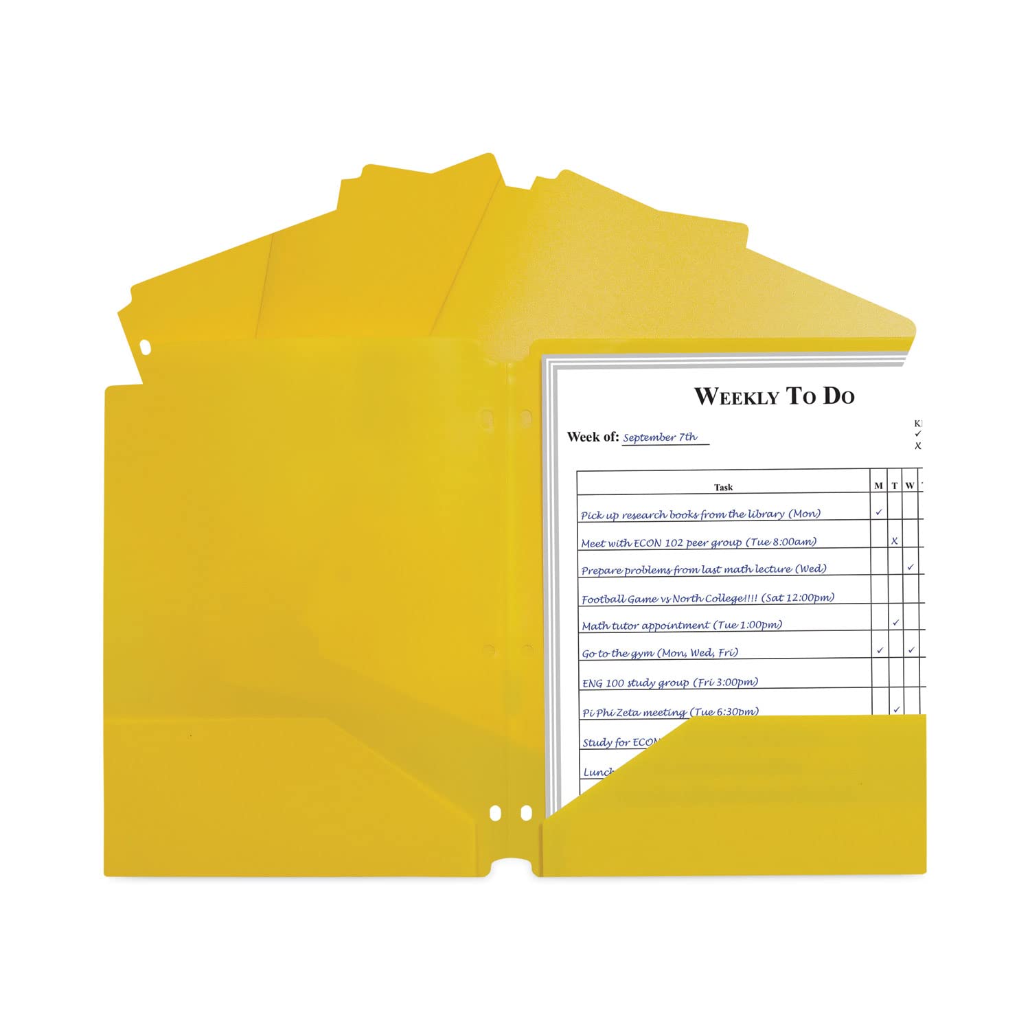 Two-Pocket Heavyweight Poly Portfolio Folder, 3-Hole Punch, 11 x 8.5, Yellow, 25/Box