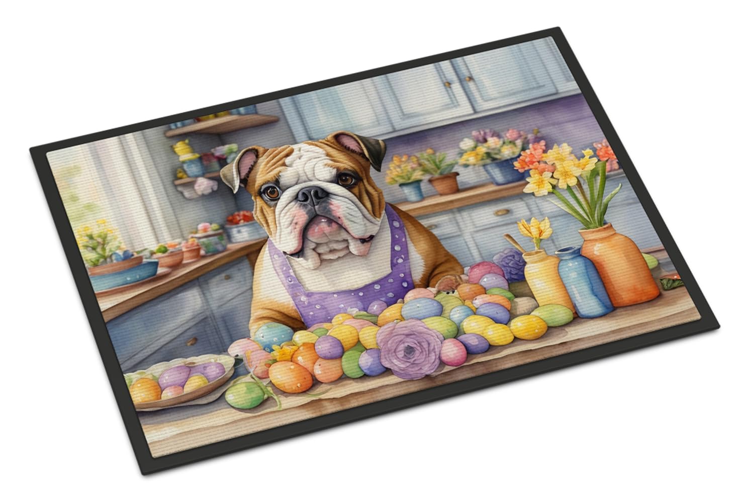 Carolines Treasures DAC6806JMAT Decorating Easter English Bulldog Doormat Front Door Mat Indoor Outdoor Rugs for Entryway, Non Slip Washable Low Pile, 24H X 36W
