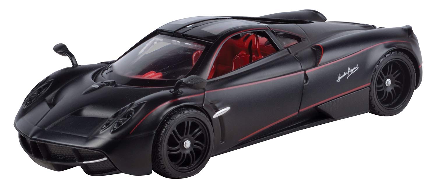 Pagani Huayra Matt Black with Red Interior 1/24 Diecast Model Car by Motormax