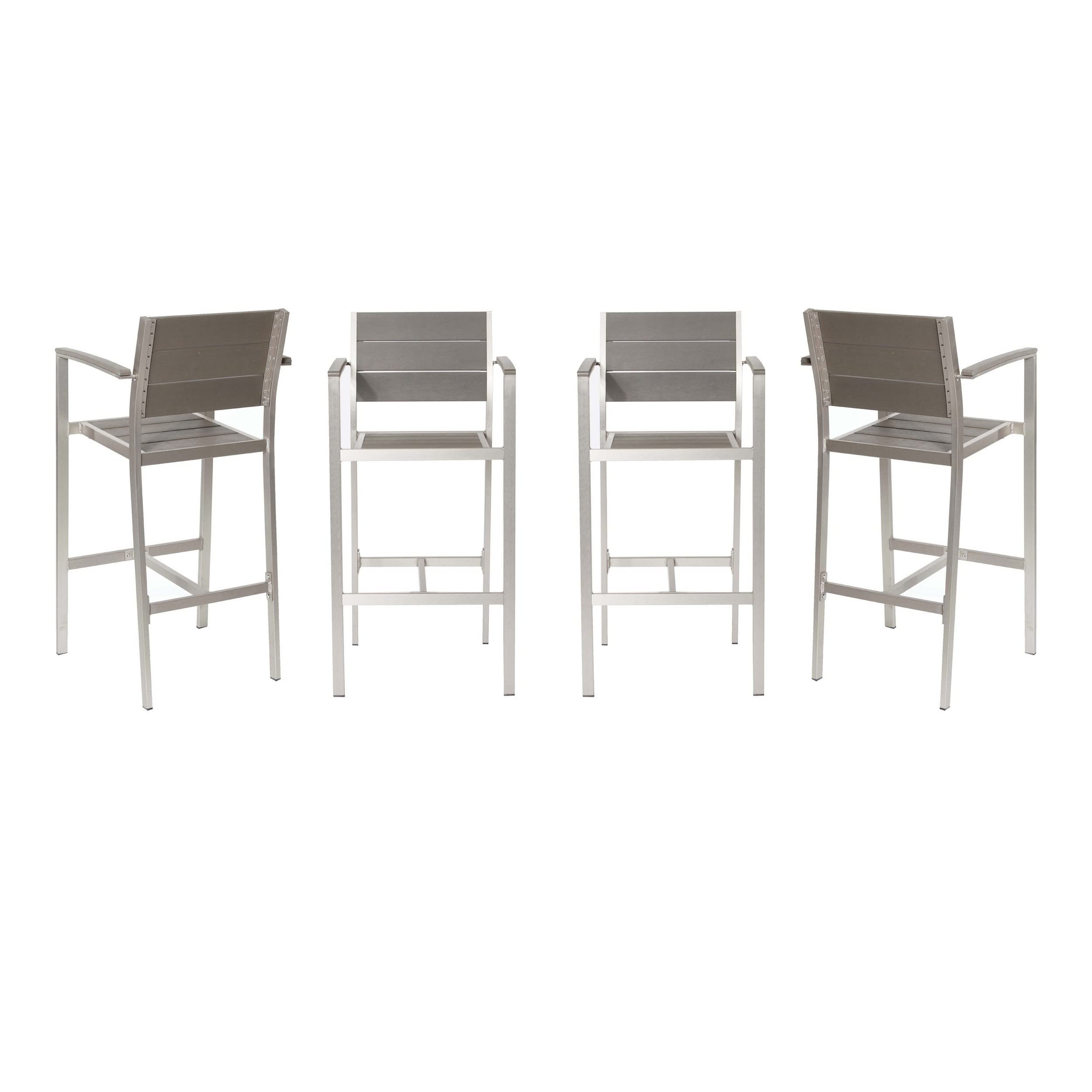 Kylo 18 Inch 4 Piece Outdoor Armchair, Polyresin Backs and Seats, Aluminum