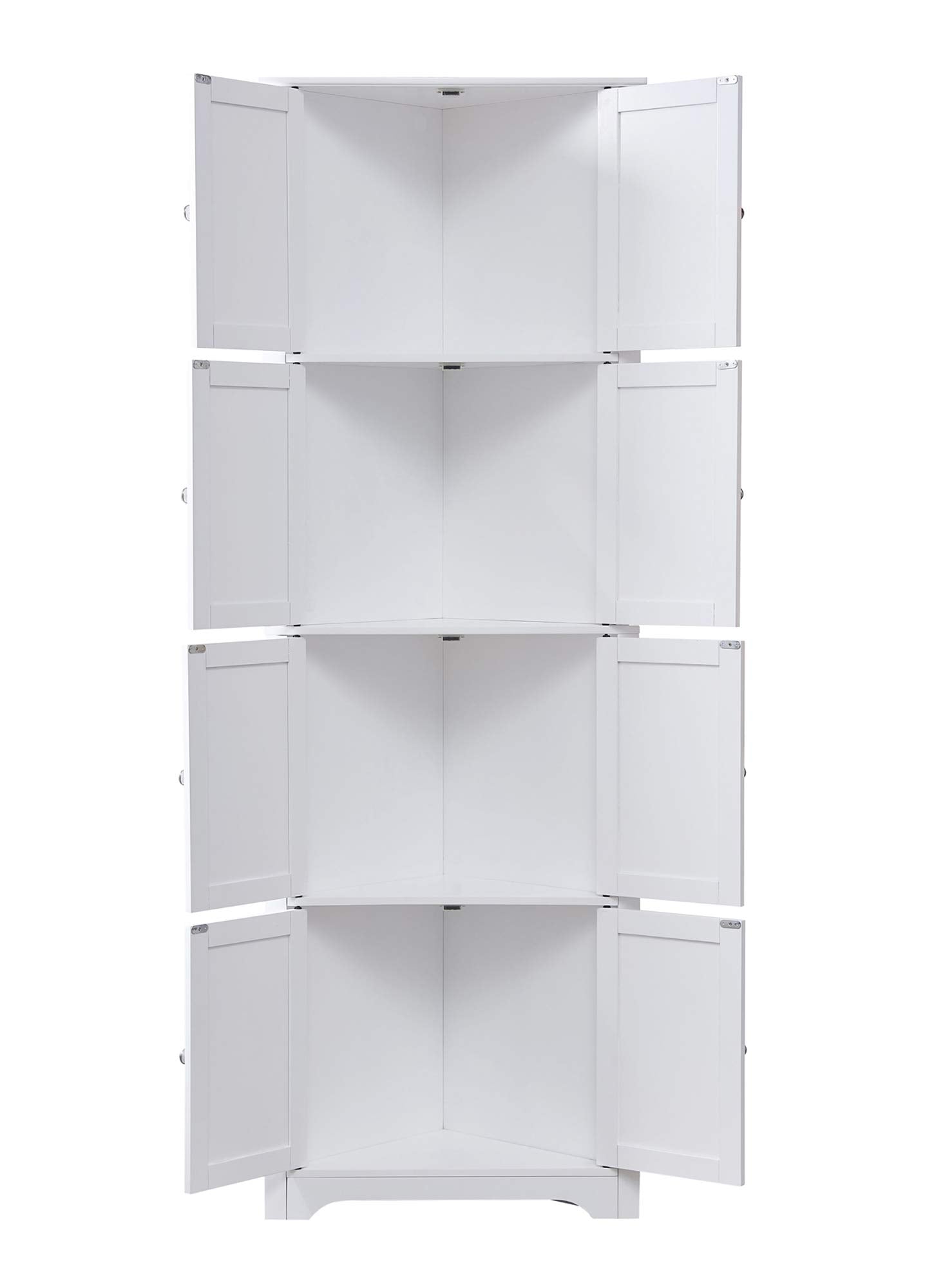 Pilaster Designs Burnham Contemporary White Wood Corner Kitchen Pantry Storage Cabinet With 4 Interior Shelves