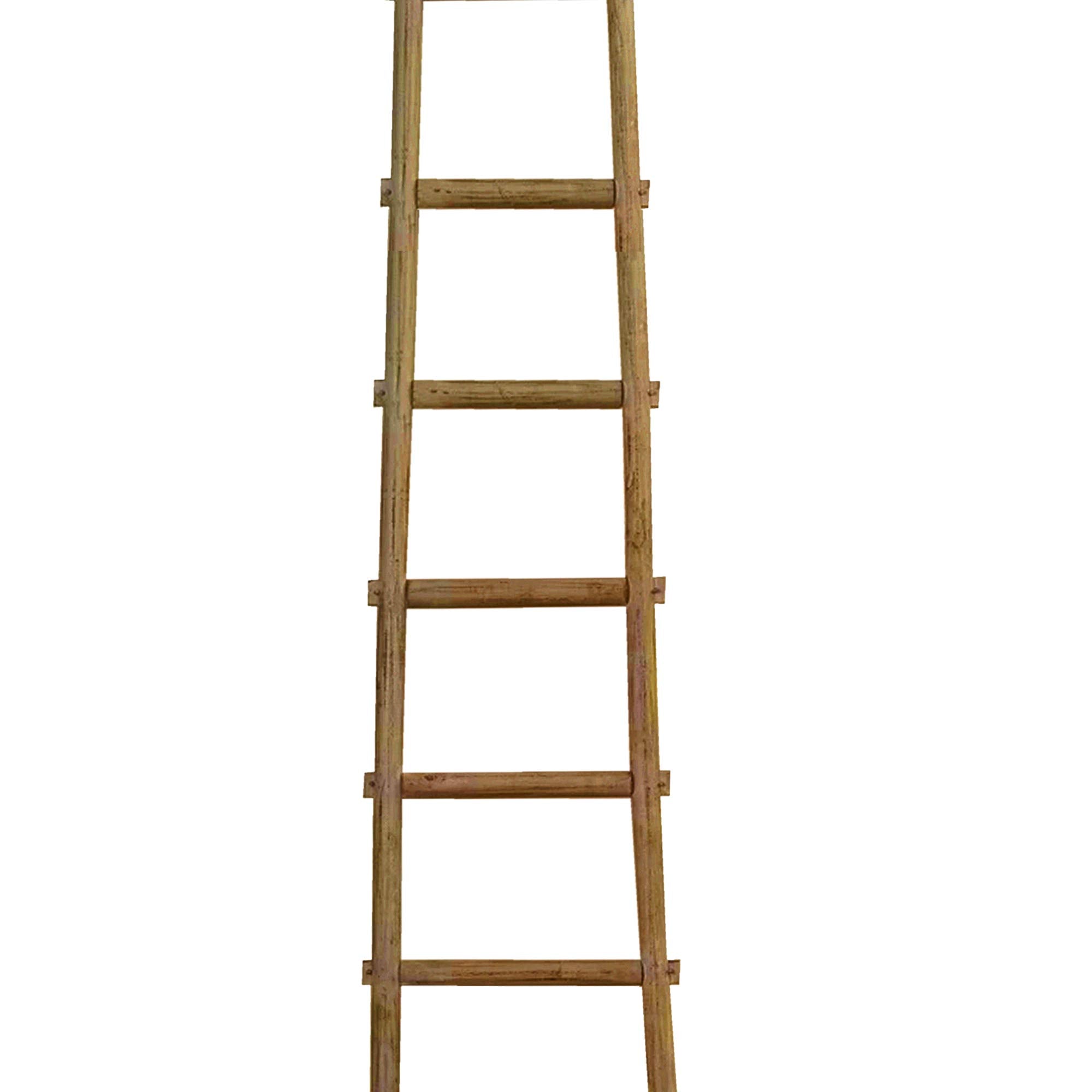 Transitional Style Wooden Decor Ladder with 6 Steps, Brown