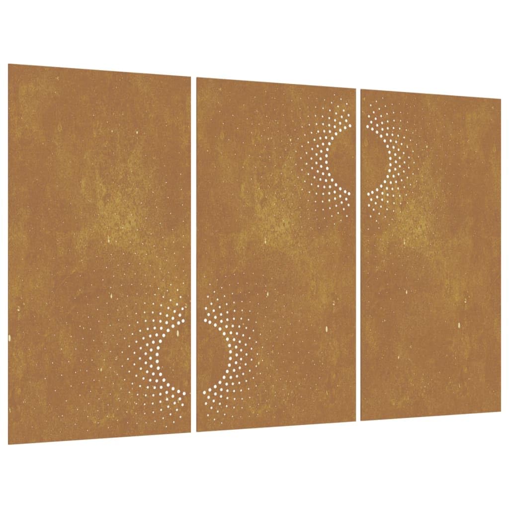 vidaXL Patio Wall Decorations 3 pcs 41.3x21.7" Corten Steel Sun Design"