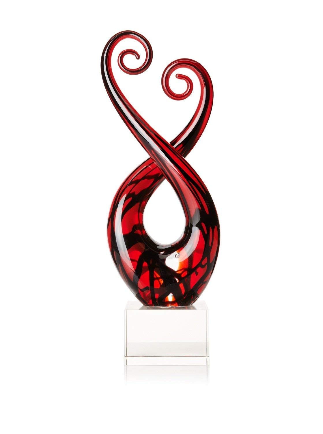 Badash Crystal Pietro Murano Style Art Glass Black And Red Swirl 13 Inch Centerpiece
