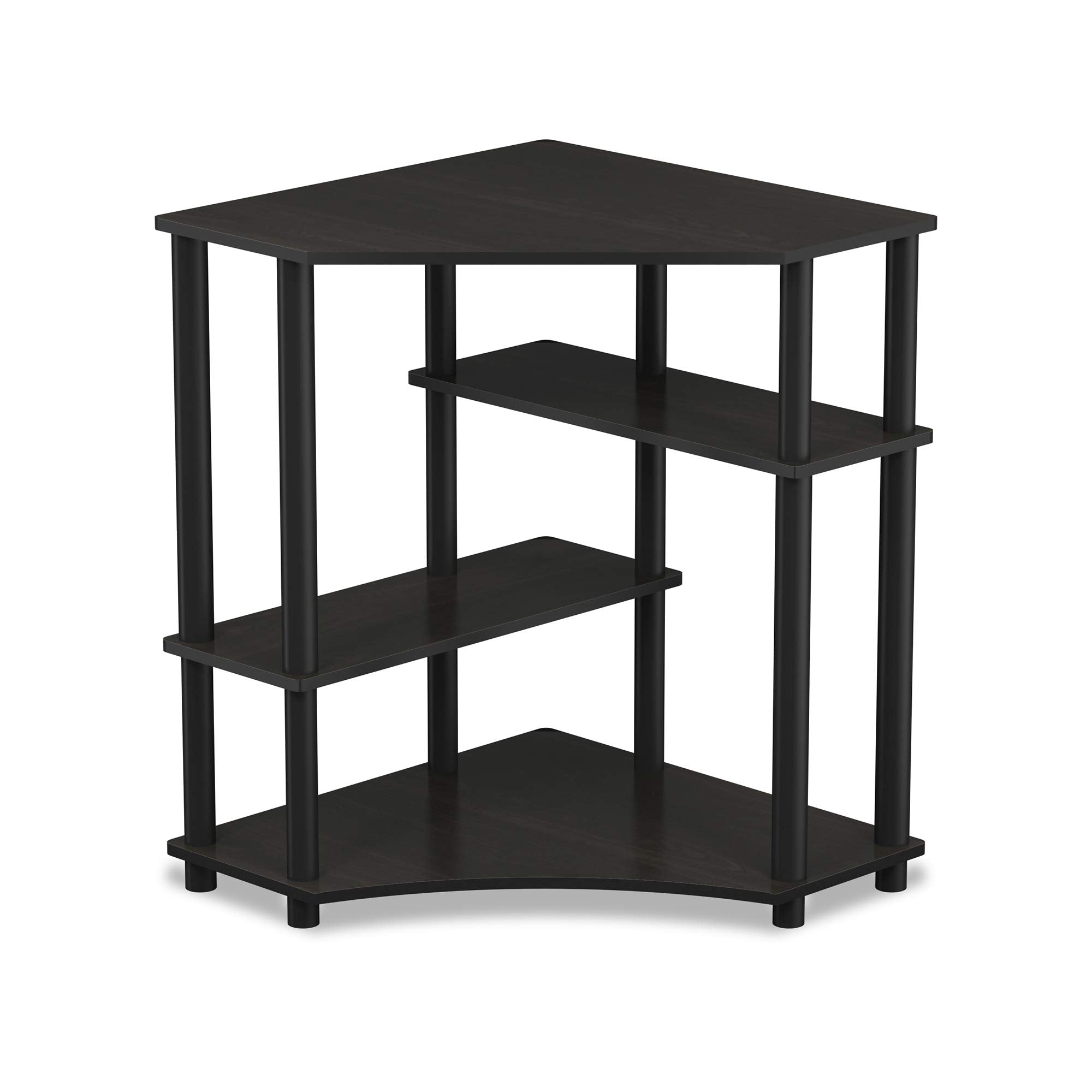 Furinno Turn-N-Tube Space Saving Corner Desk with Shelves, Espresso/Black 16098EX/BK