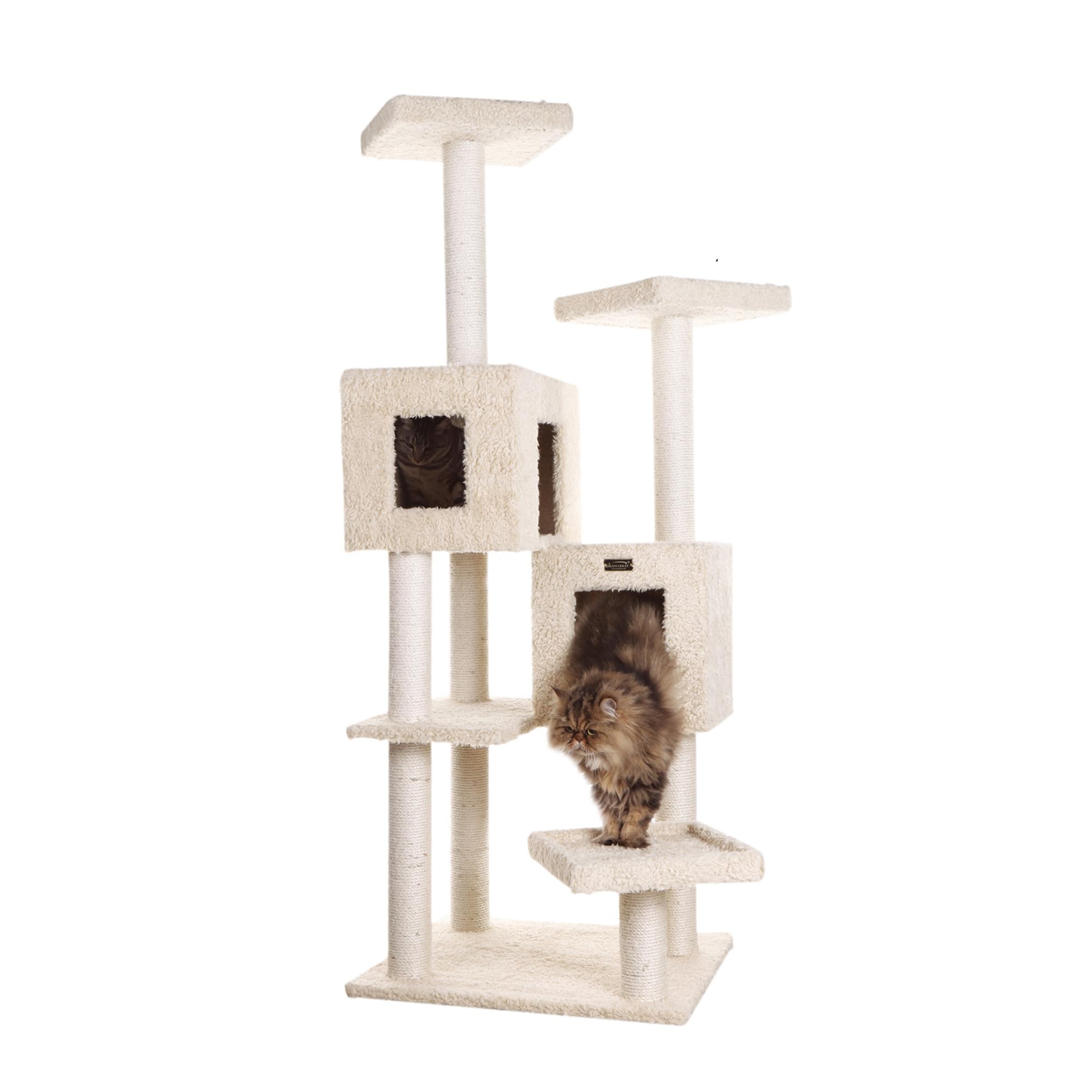 Armarkat Multi-Level Real Wood Cat Tree With Two Spacious Condos, Perches for Kittens Pets Play A6702