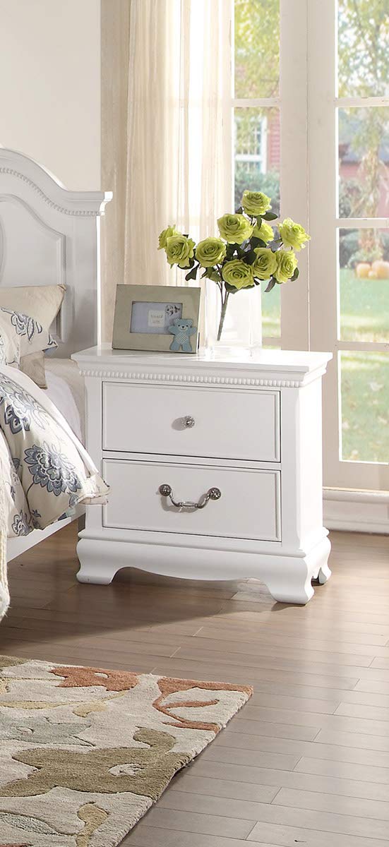 Benzara Bm181918 Wooden Nightstand With Two Drawers, White
