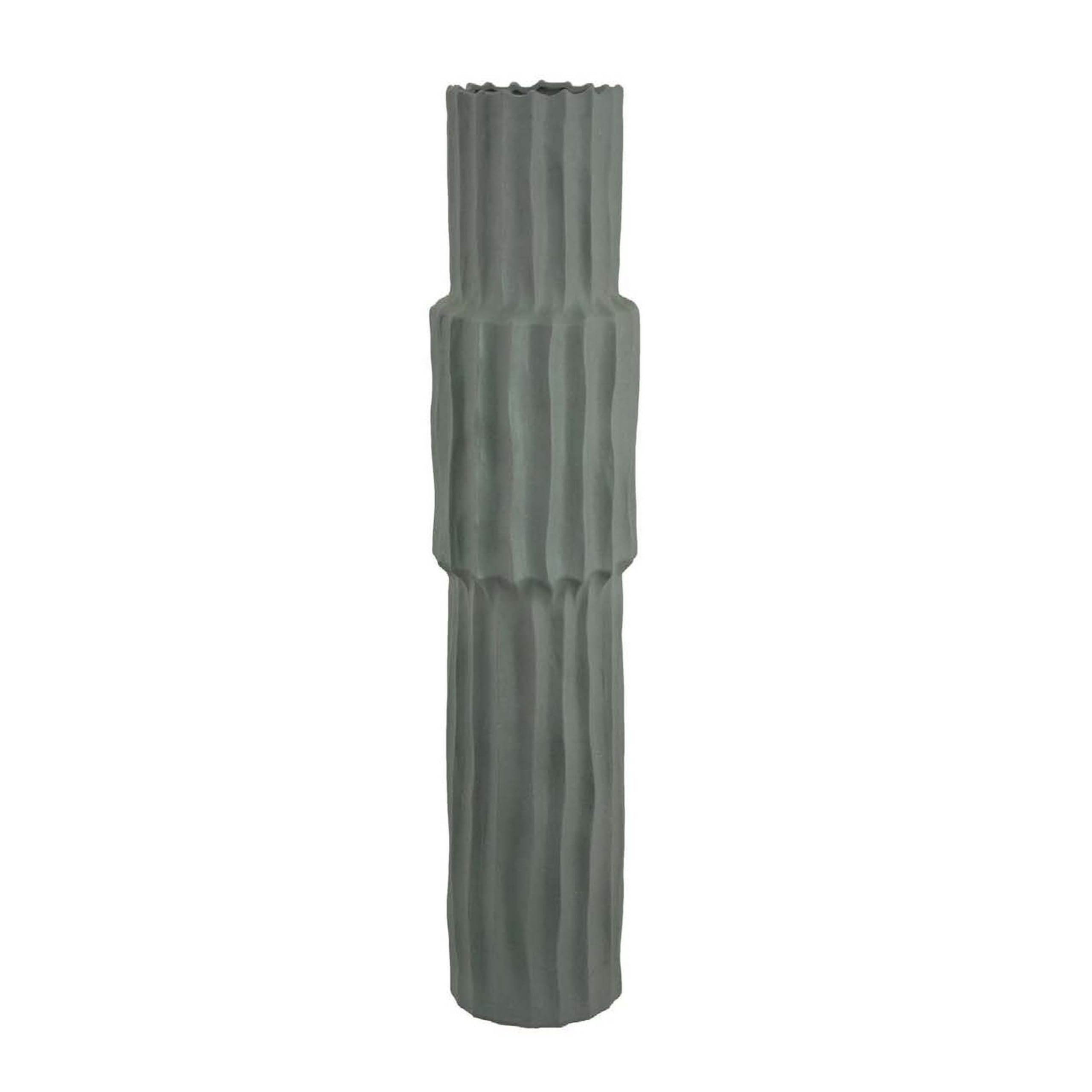 Decorative Accent Vase, Sleek Cactus Design, 30 Inch Green Ceramic