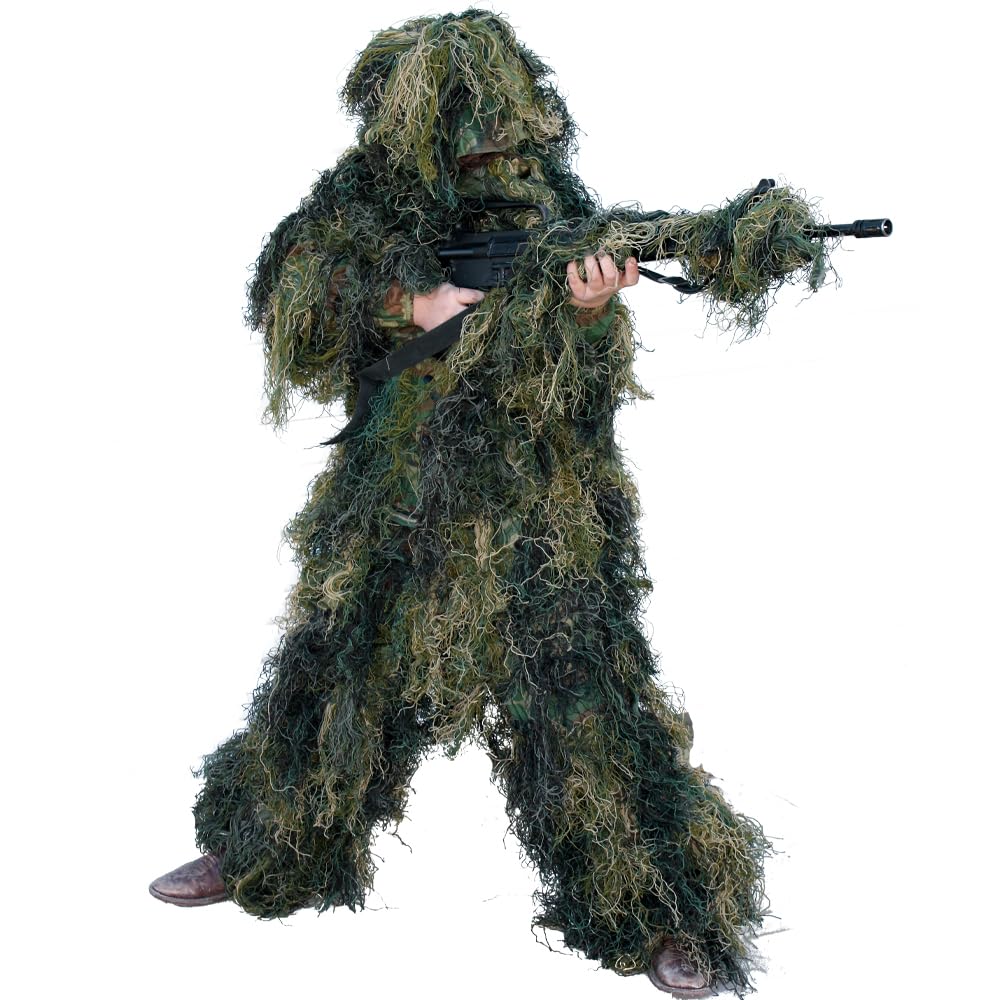 5 Piece Ghillie Suit Woodland - Youth Large