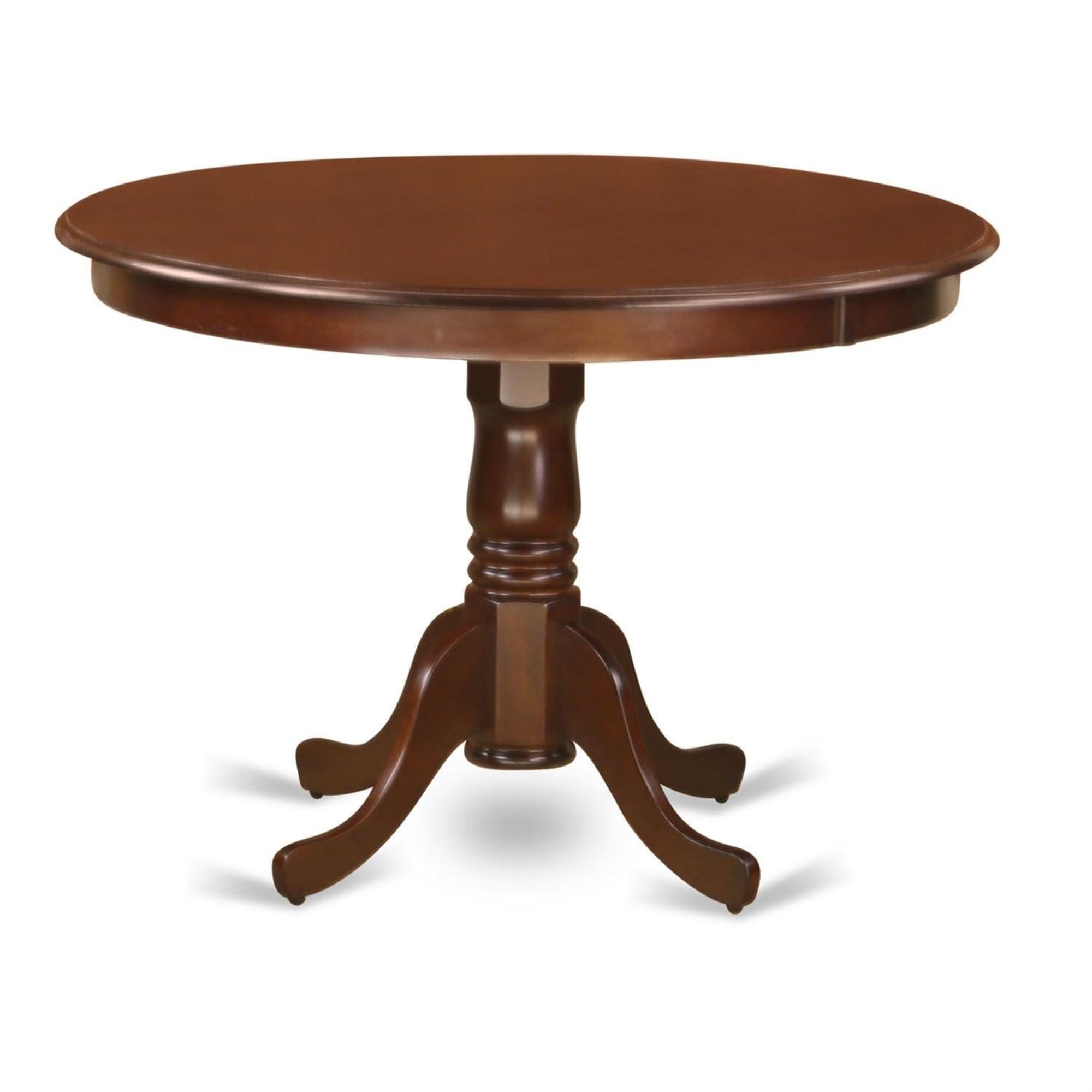 Casafoyer HLFL3-MAH-18 3 Piece Dining Room Furniture Set Contains a Round Dining Table with Pedestal and 2 Brown Linen Linen Fabric Parsons Chairs, 42x42 Inch, Mahogany