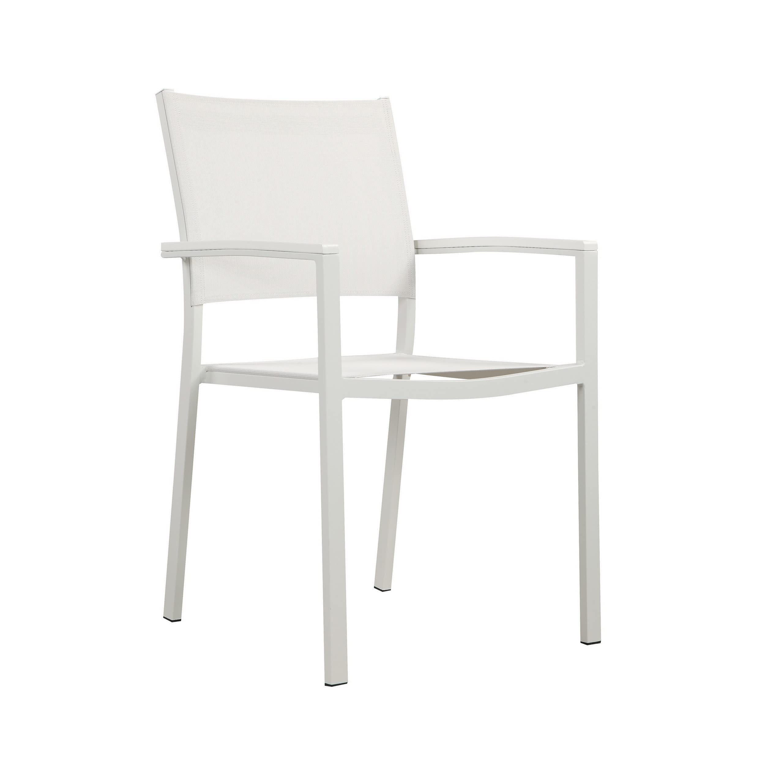 Fifi 21 Inch Set of 6 Dining Chairs, Aluminum Frames, Pure White Fabric